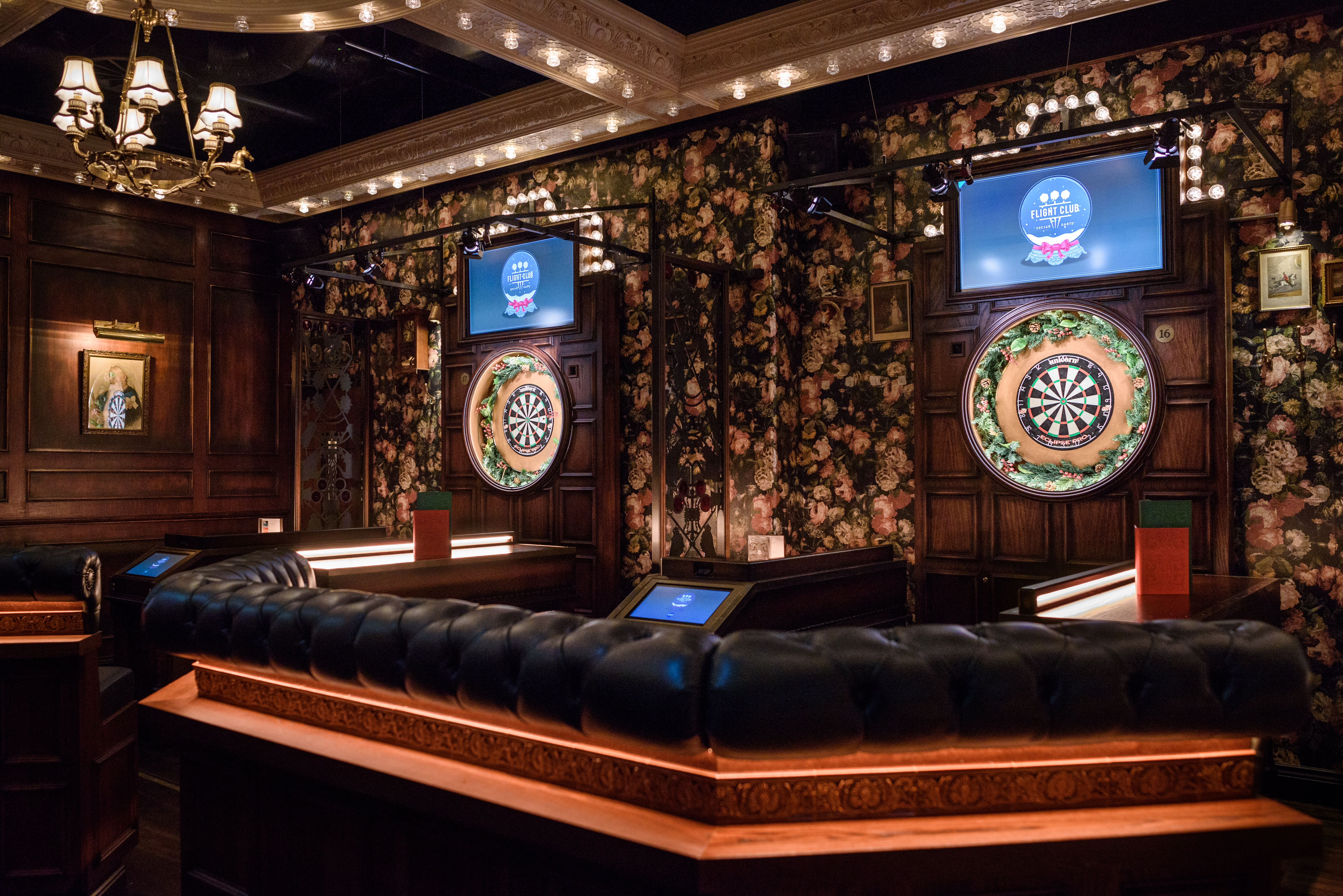 Stylish venue at The Old Vic, featuring dartboards for team-building events.