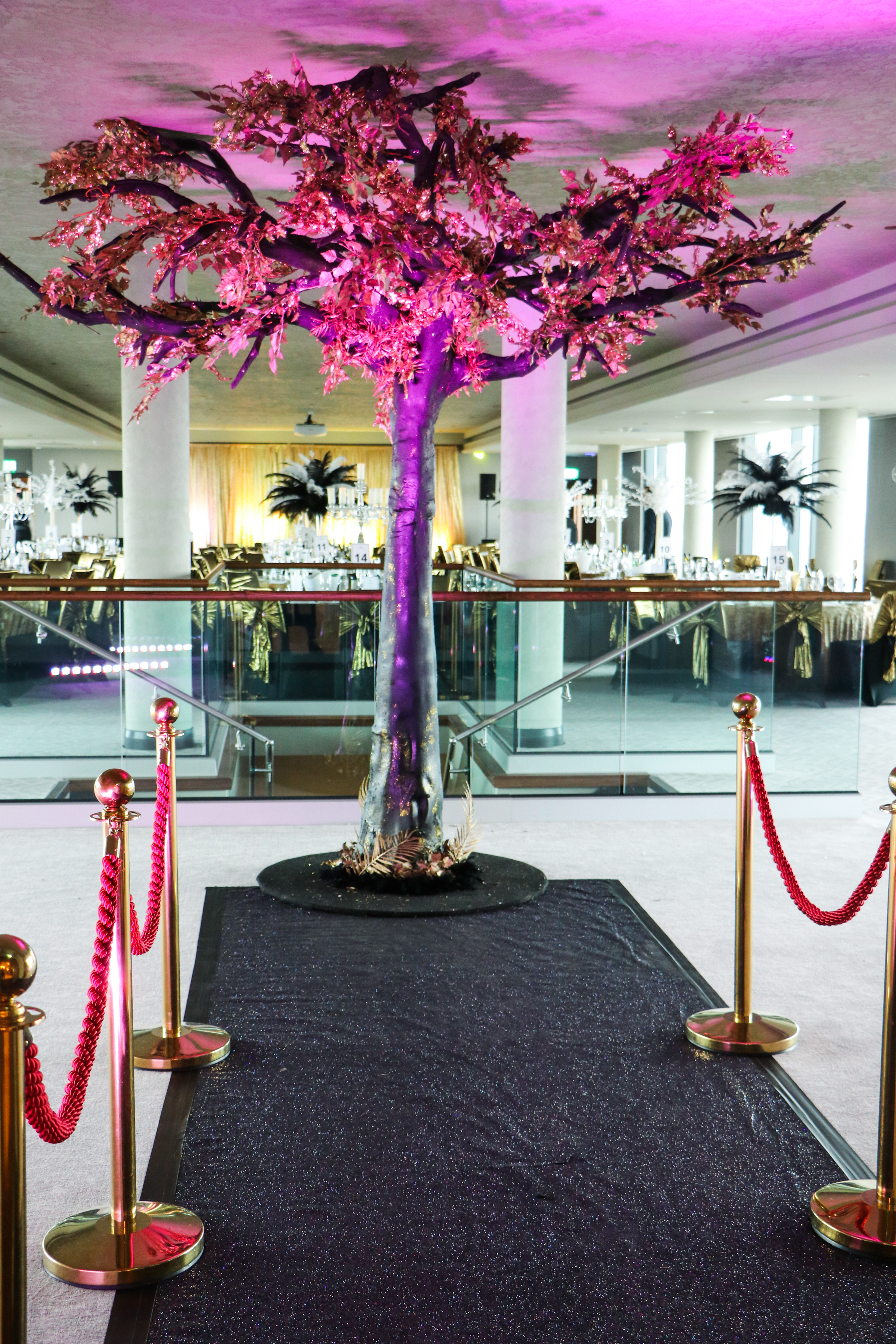 Sky Gallery event space in Park Regis Birmingham with elegant centerpiece for upscale gatherings.