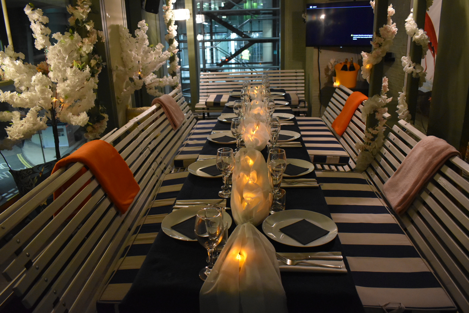 Elegant dining setup in Secret Room, HUCKSTER London for intimate events.