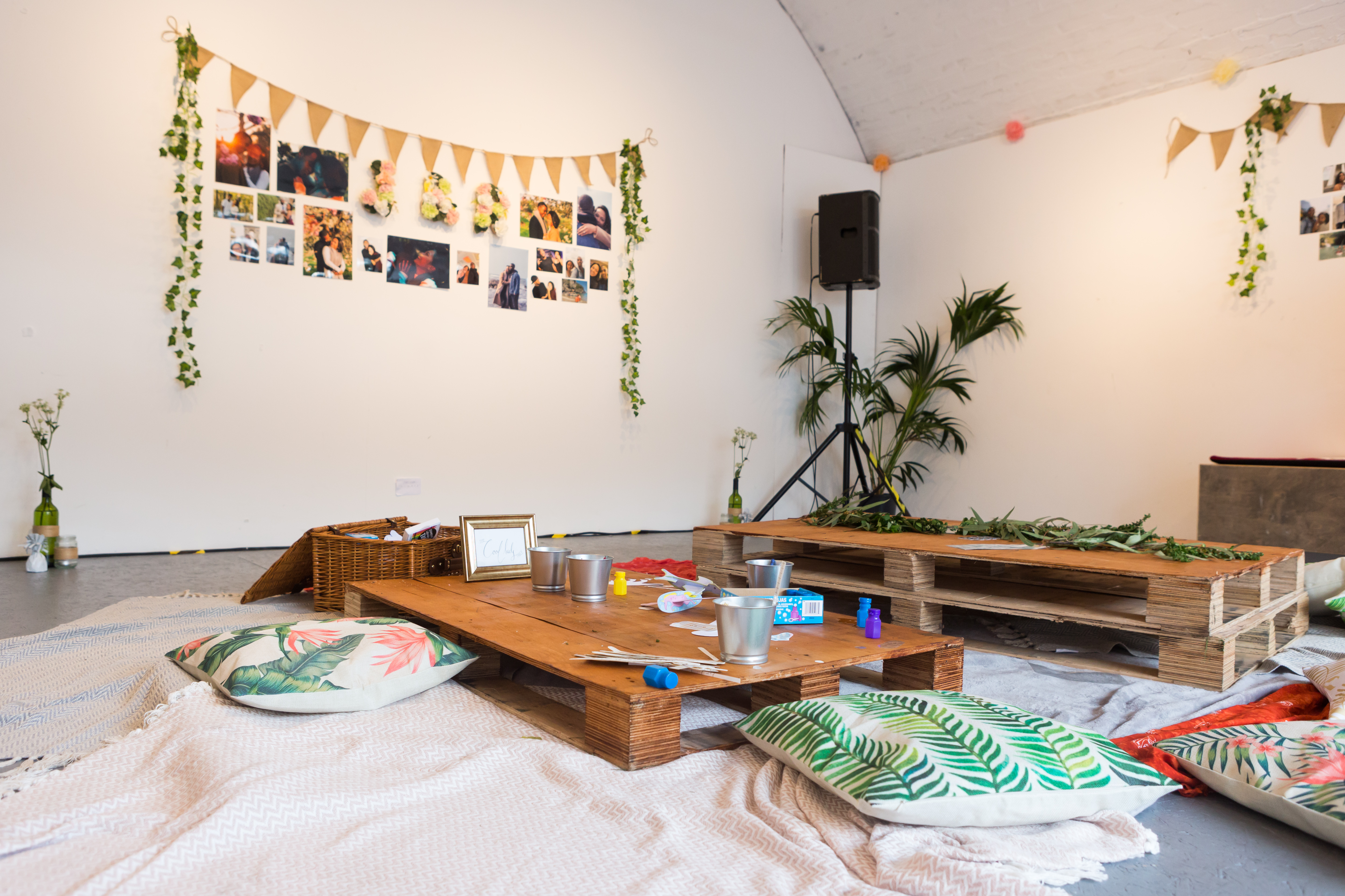 Cozy lounge setup at Sassoon Gallery, ideal for networking and team-building events.