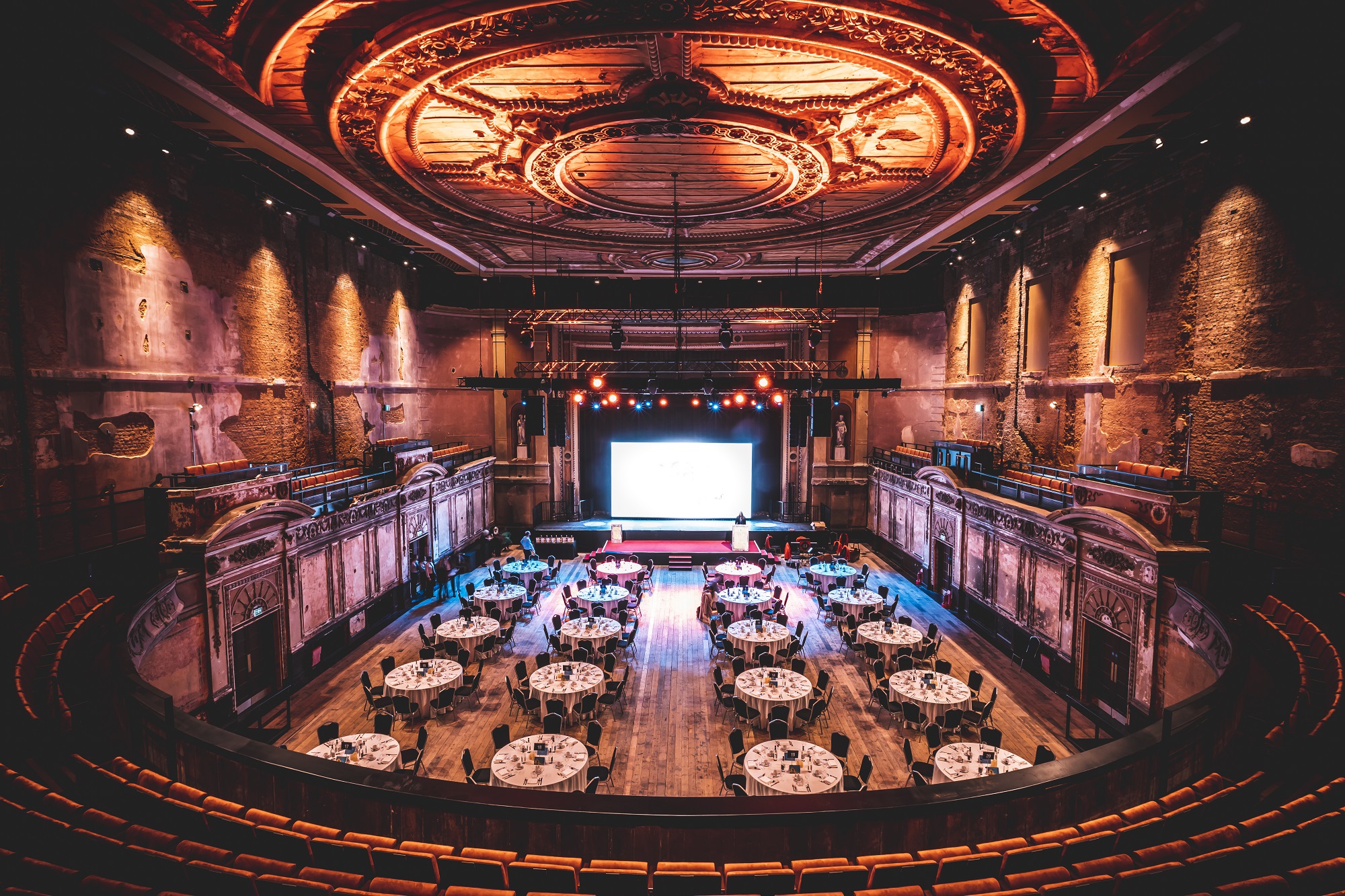 Victorian Theatre at Alexandra Palace, elegant banquet space for conferences and events.