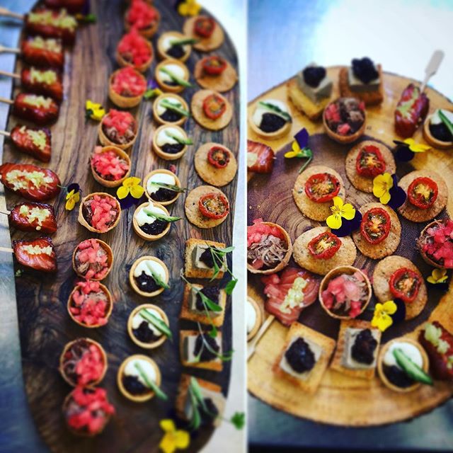 Elegant gourmet canapés display at Forty Hall for upscale cocktail receptions.