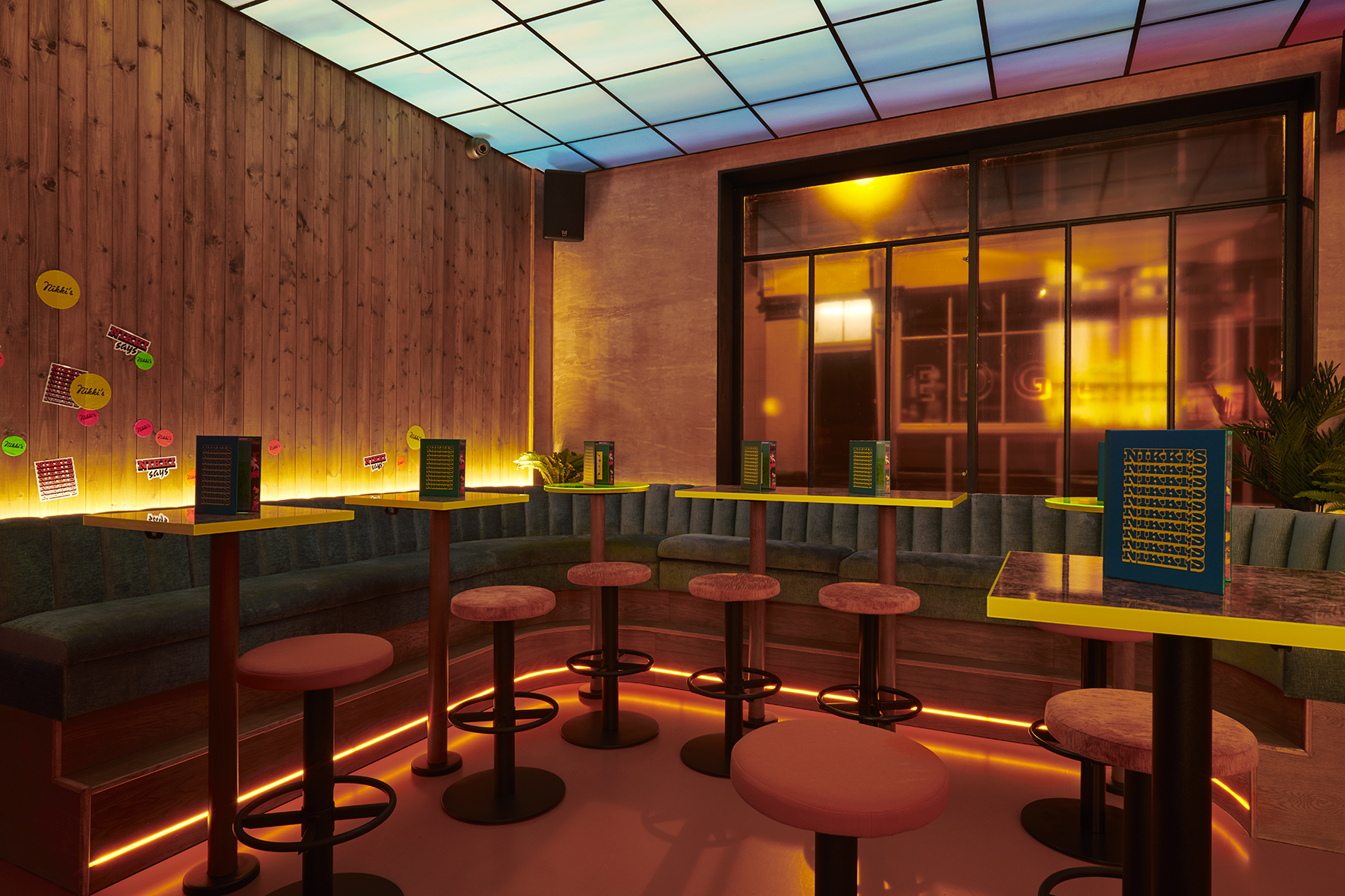 Vibrant modern event space at Nikki's, perfect for networking and gatherings.