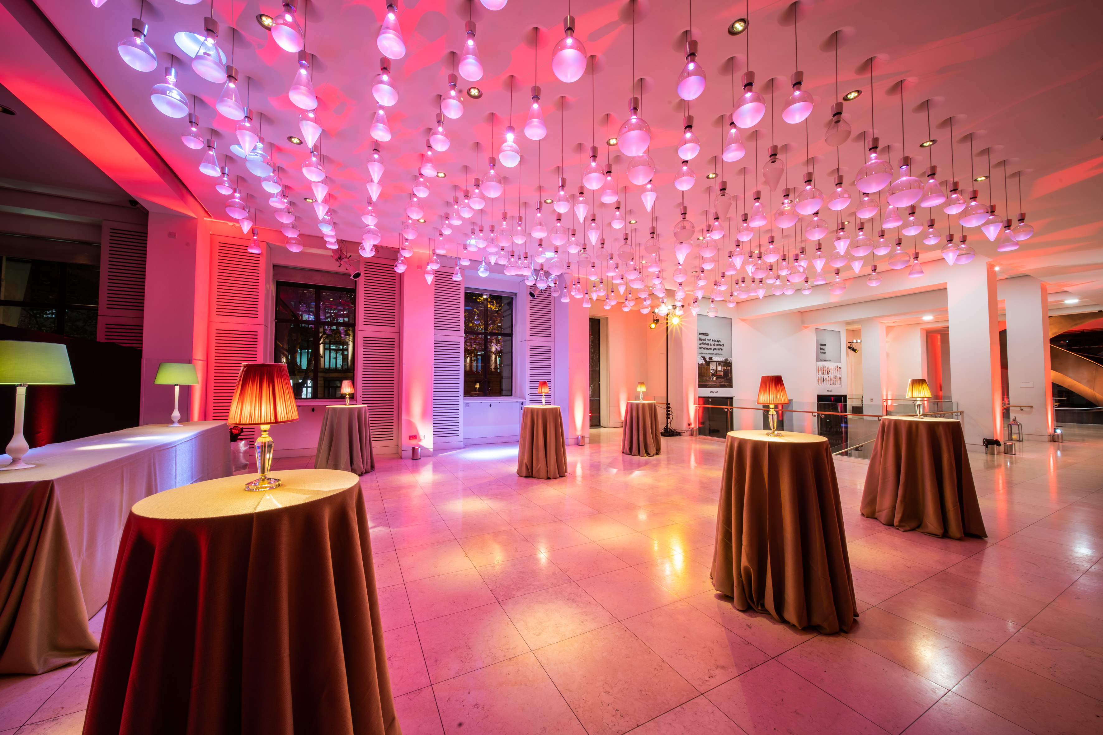 Atrium at Wellcome Collection: elegant event space with modern decor for receptions and cocktails.