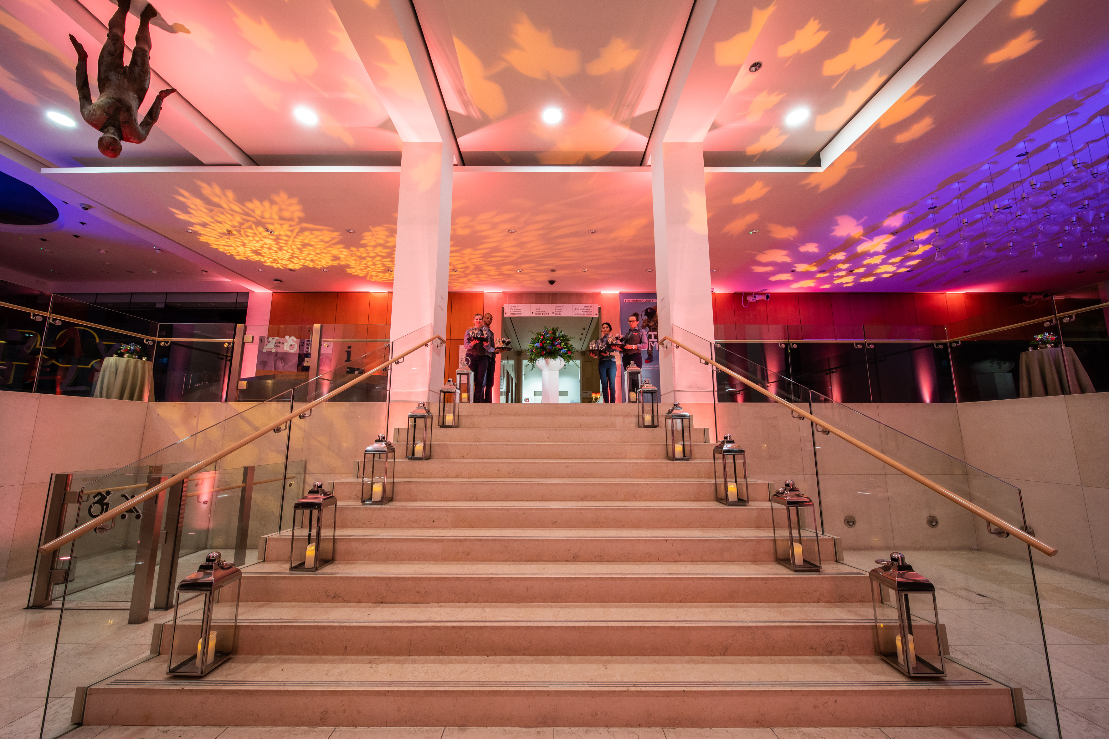 Elegant staircase in Wellcome Collection Atrium, perfect for upscale events and weddings.