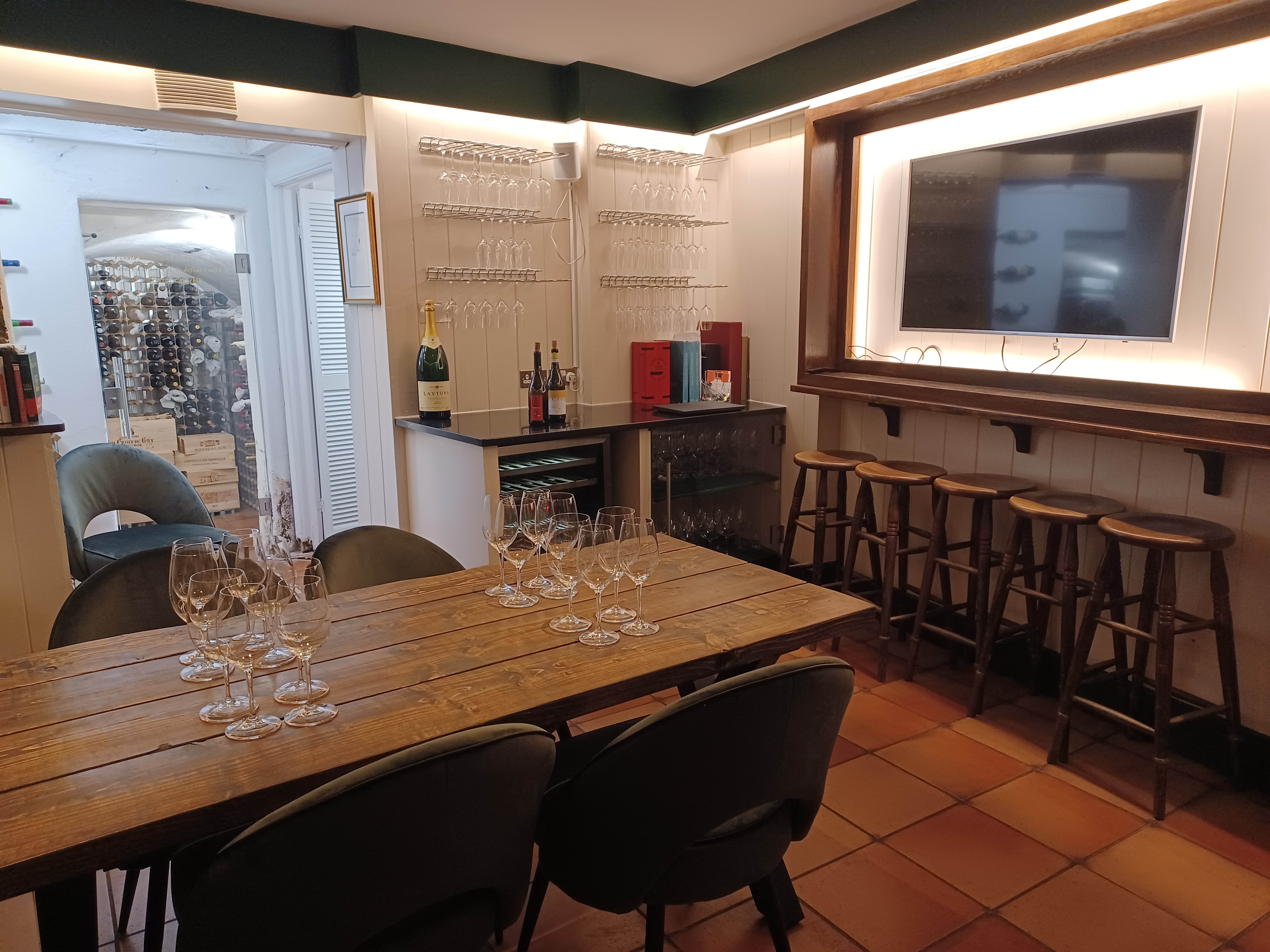 Whole Venue in Jeroboams Walton Cellar: elegant meeting space for wine tastings and events.
