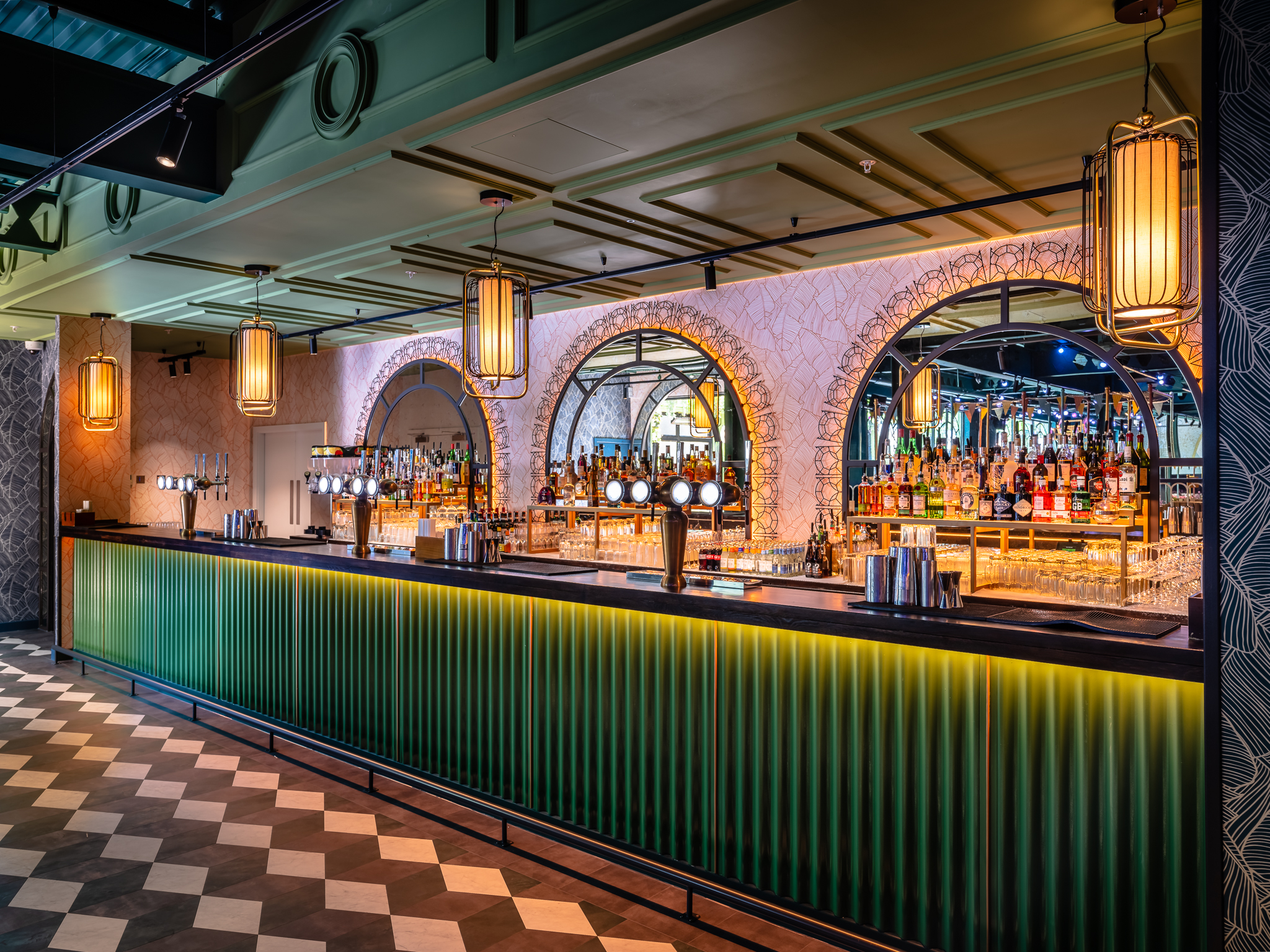 Stylish bar area at Swingers West End, ideal for networking events and cocktail receptions.