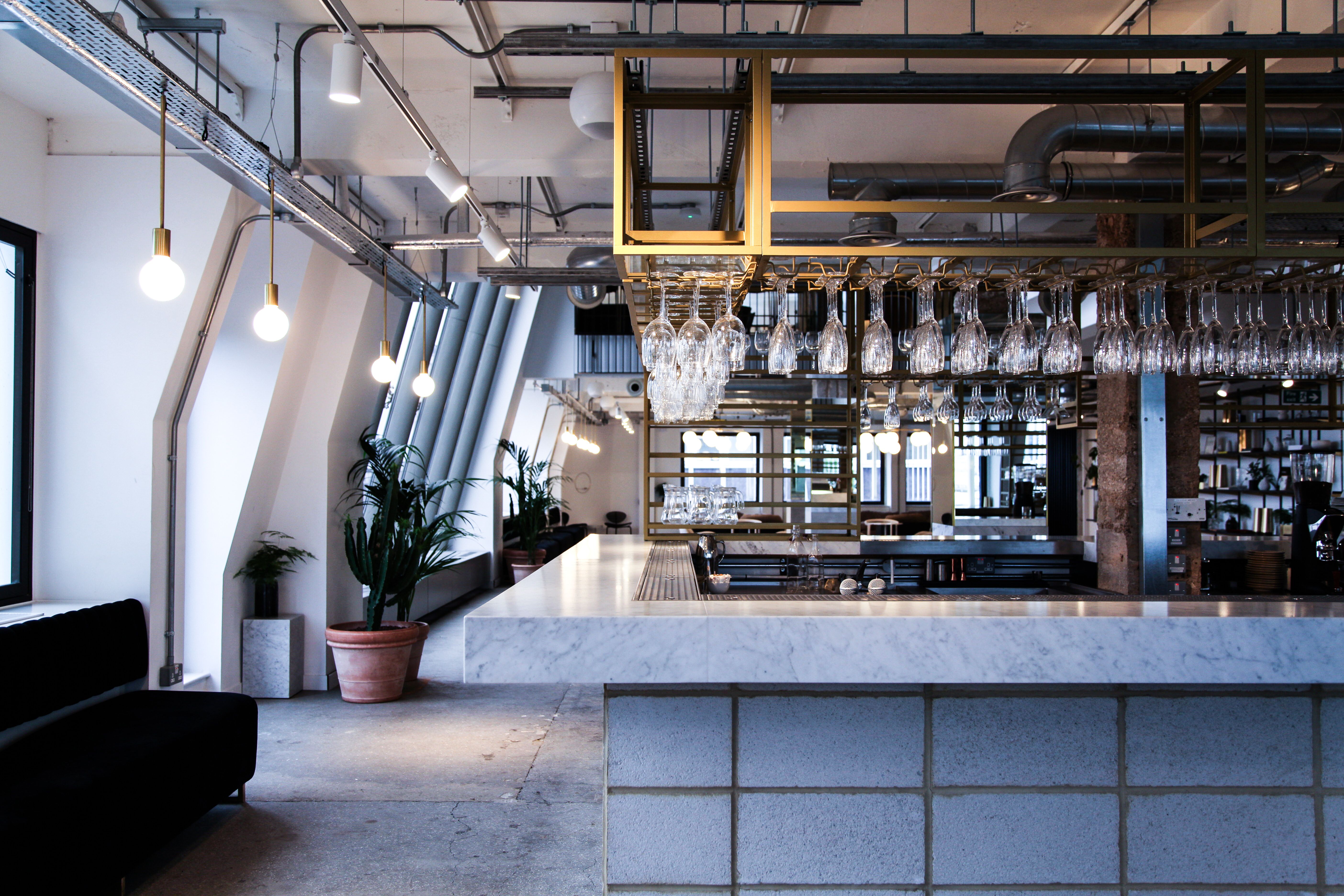 Modern bar area in LABS House Holborn, ideal for networking events and cocktail receptions.