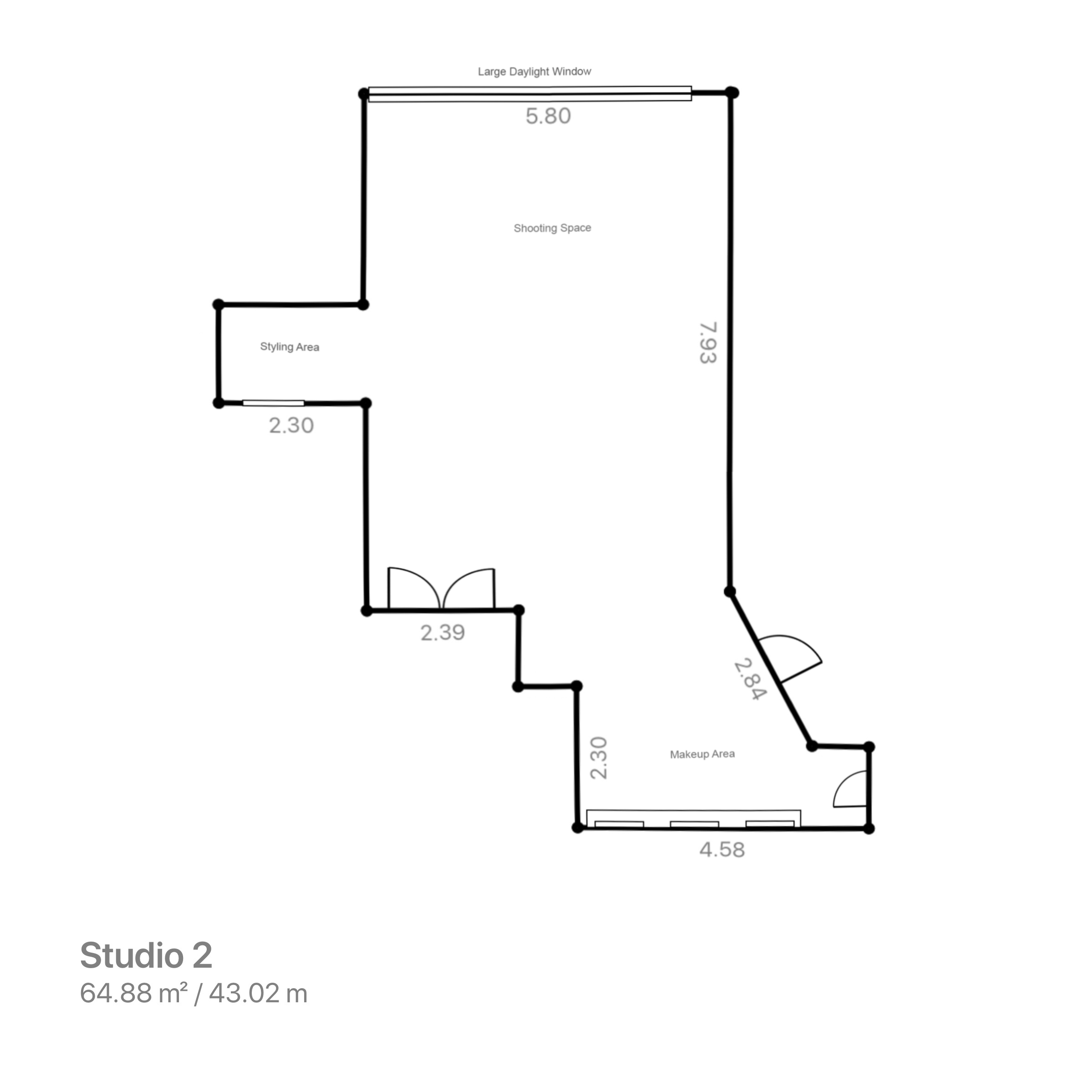 Floor plan of versatile meeting space in PS Spaces, Wimbledon for events and gatherings.