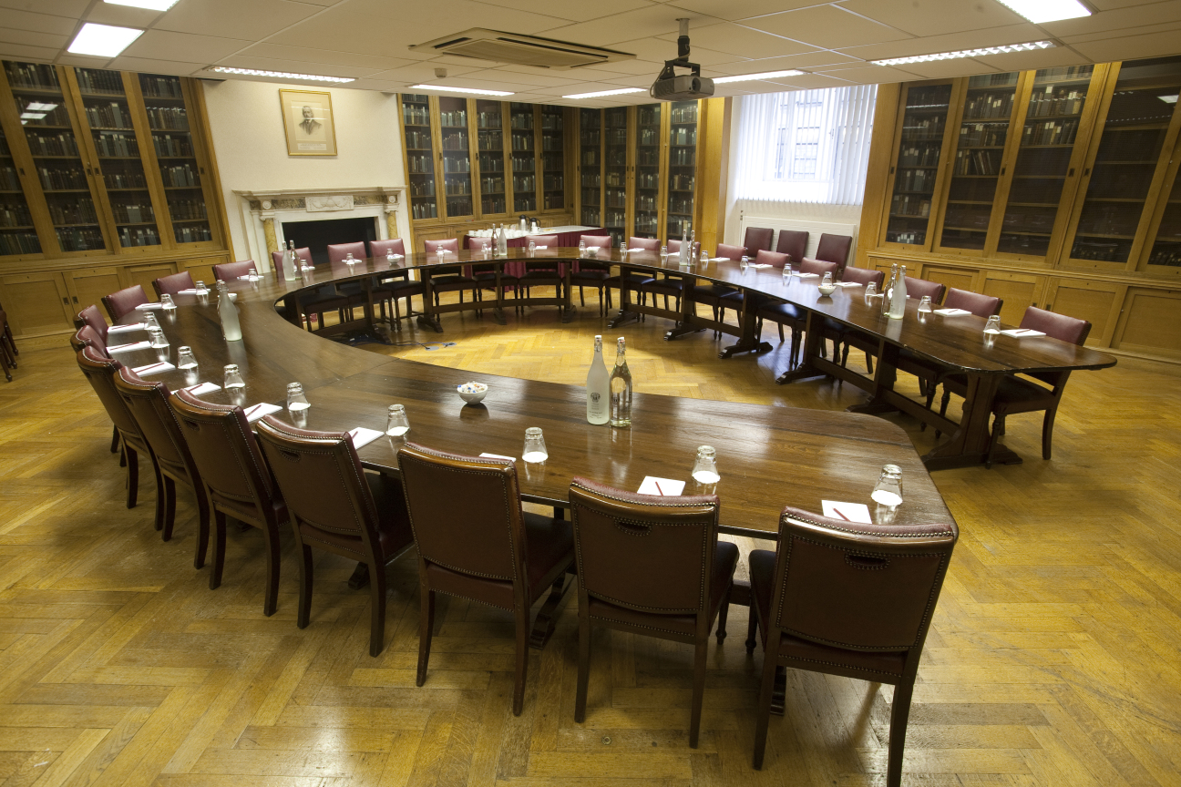 Marcus Beck Library conference room with oval table, ideal for executive meetings.