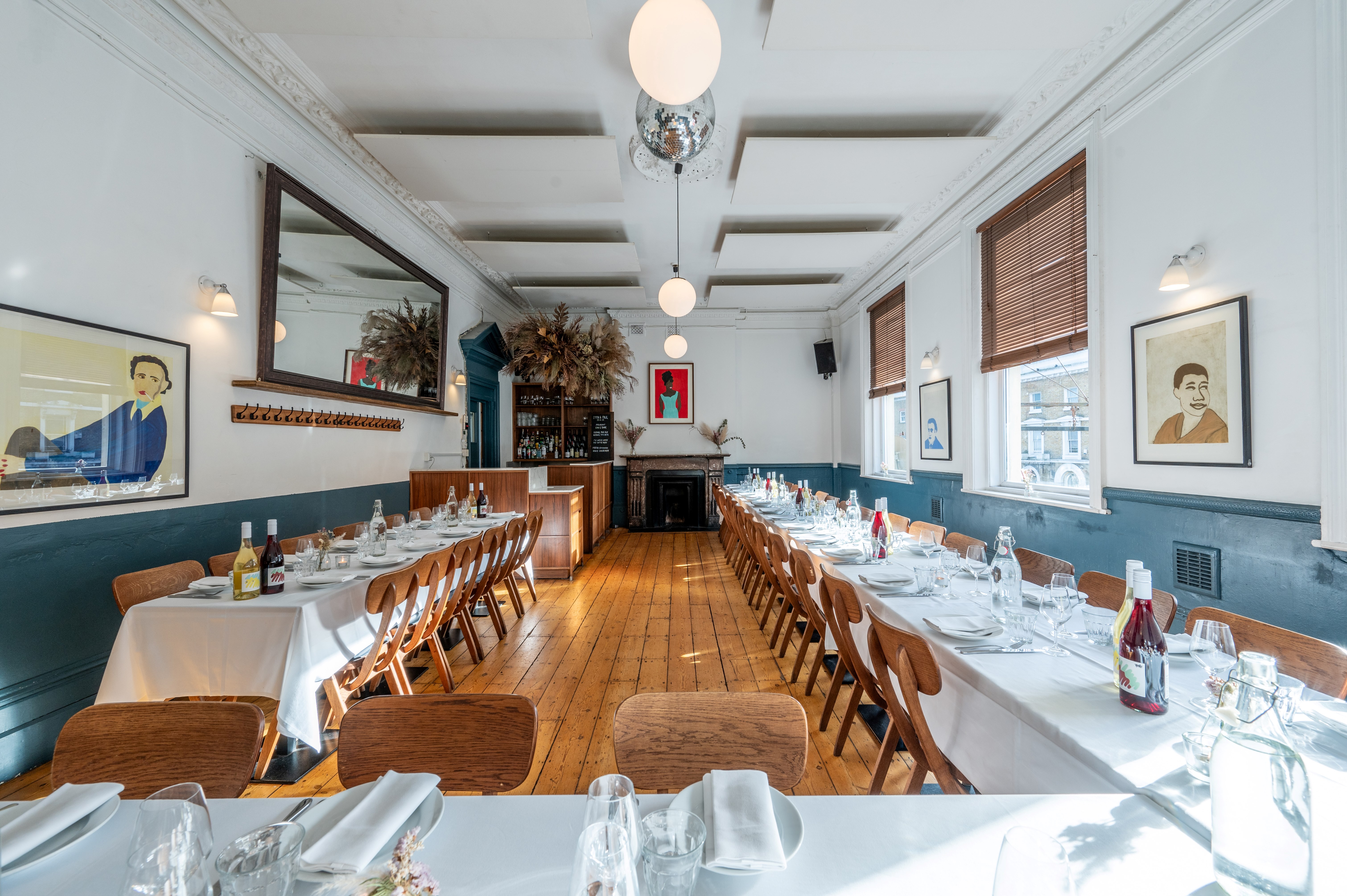 Elegant dining space in The Upstairs Room, perfect for gatherings and corporate events.