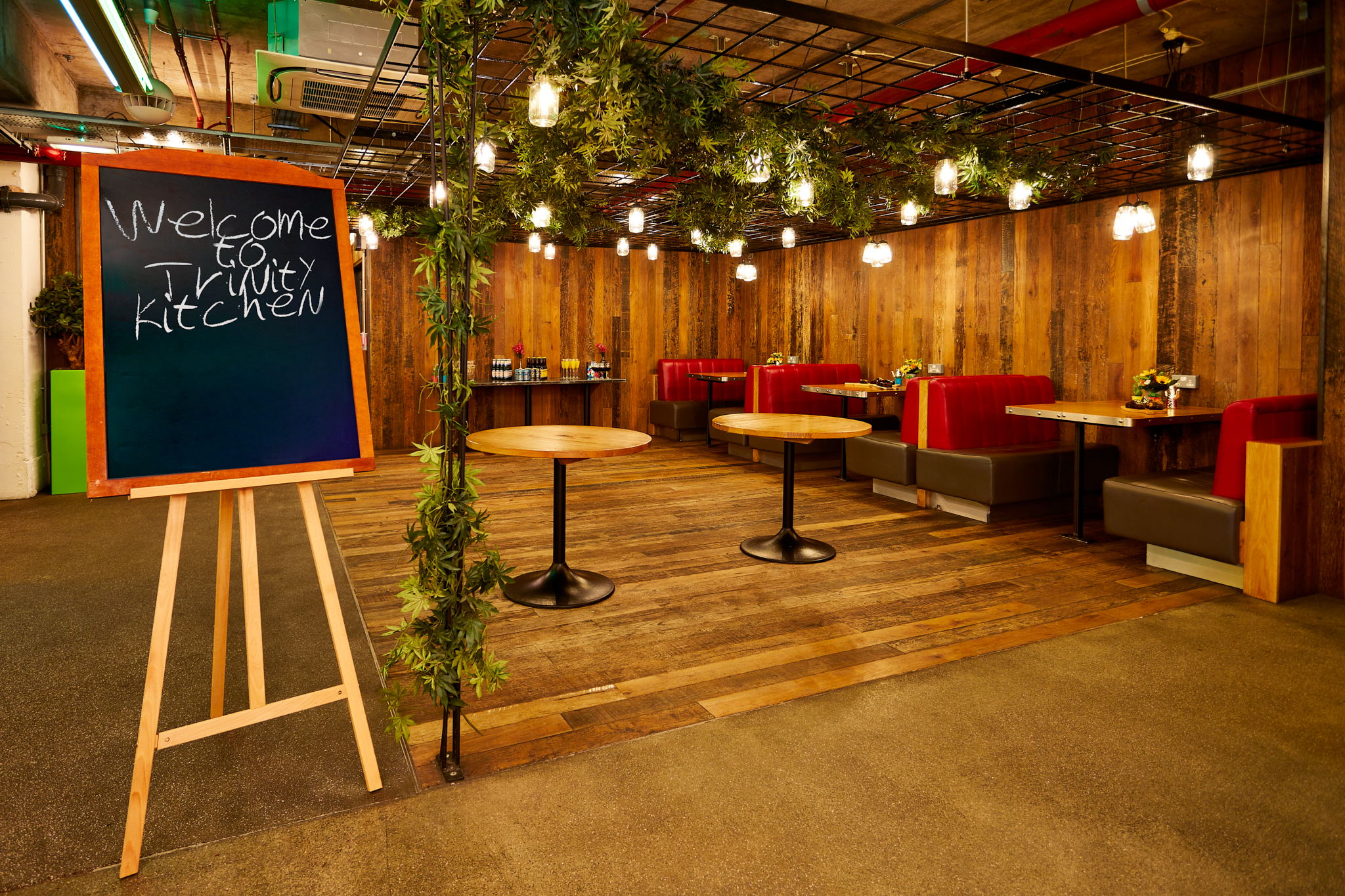 Rustic urban courtyard with cozy seating for intimate gatherings and networking events.