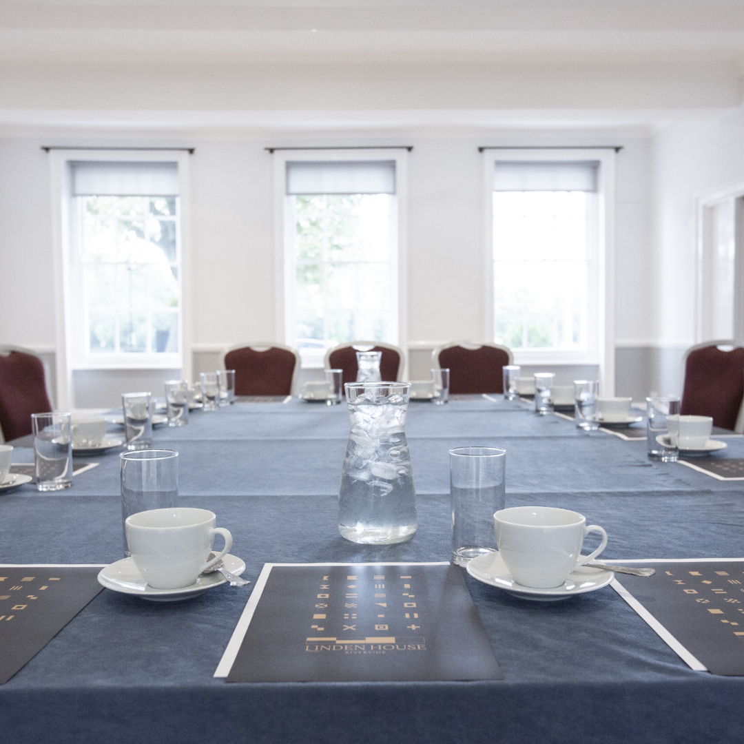 Ballroom at Linden House: elegant meeting room with natural light, perfect for events.