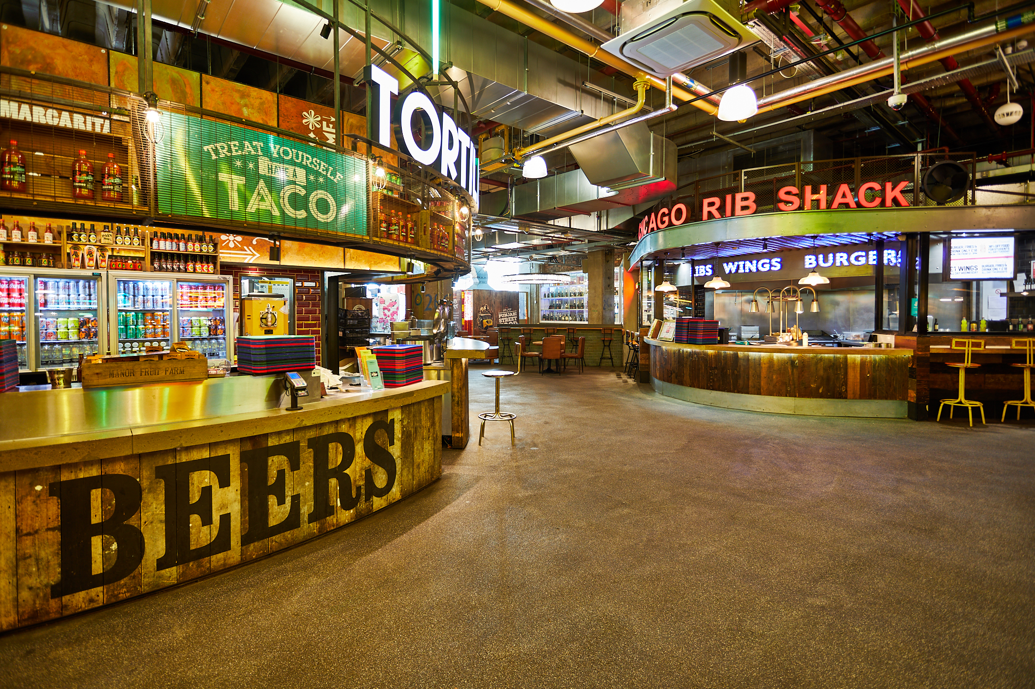 Urban Park food hall in Trinity Kitchen, ideal for casual networking and social events.