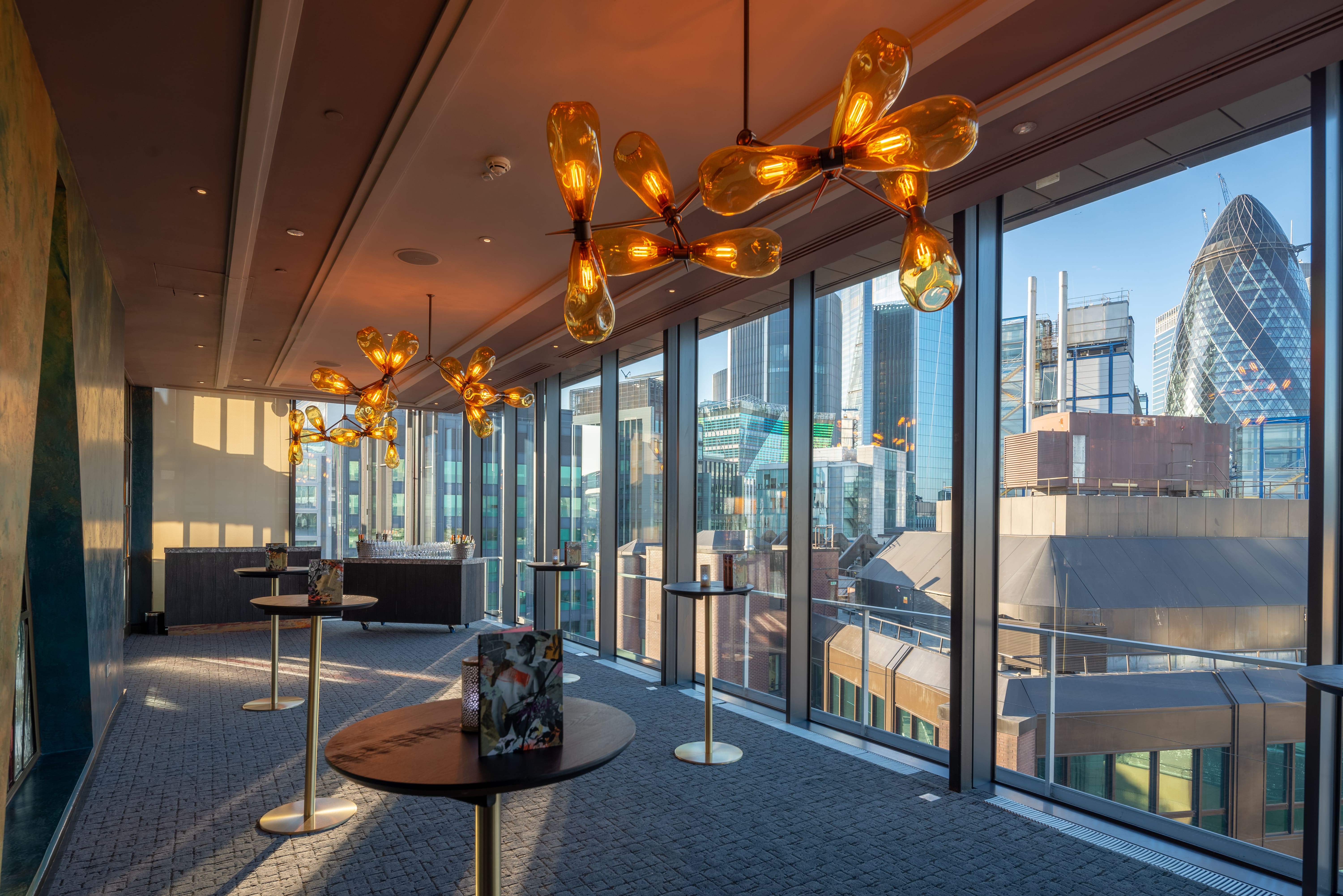 Modern event space at DoubleTree by Hilton London with city views, ideal for networking.