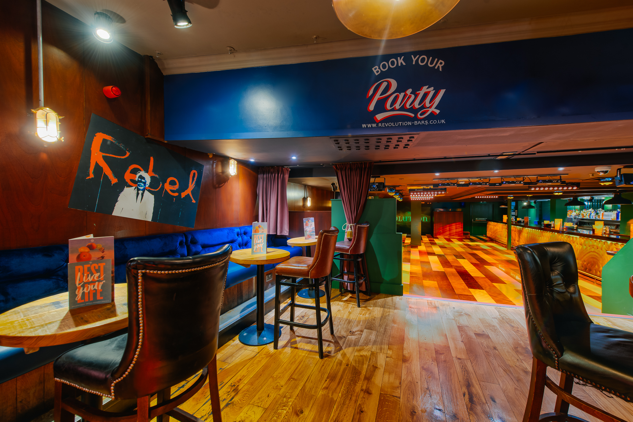 Vibrant event space in Revolution Cambridge, ideal for parties and gatherings.
