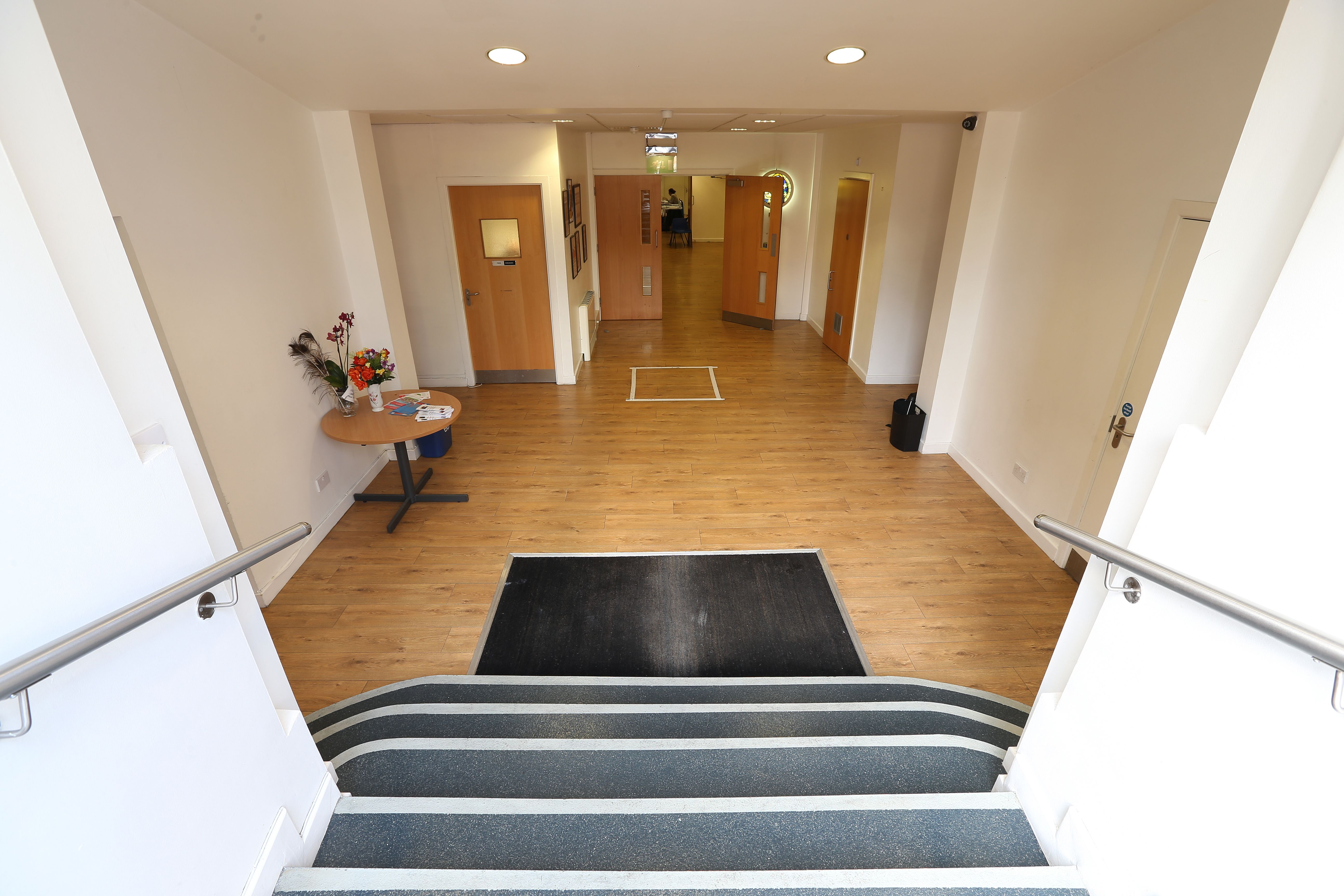 Spacious entrance of St George the Martyr Church, ideal for events and registrations.