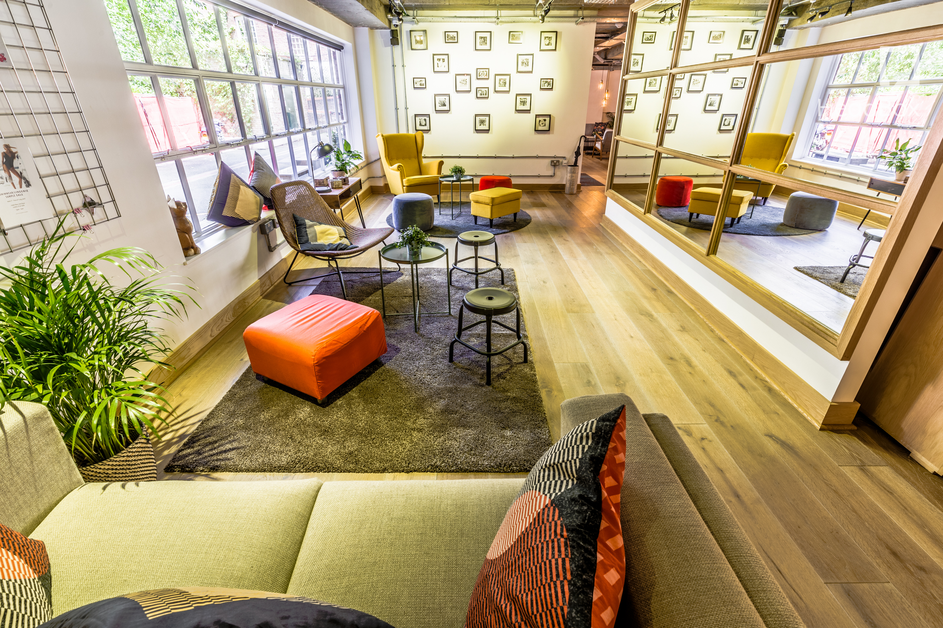 Inviting meeting space with cozy seating for collaborative events and brainstorming sessions.