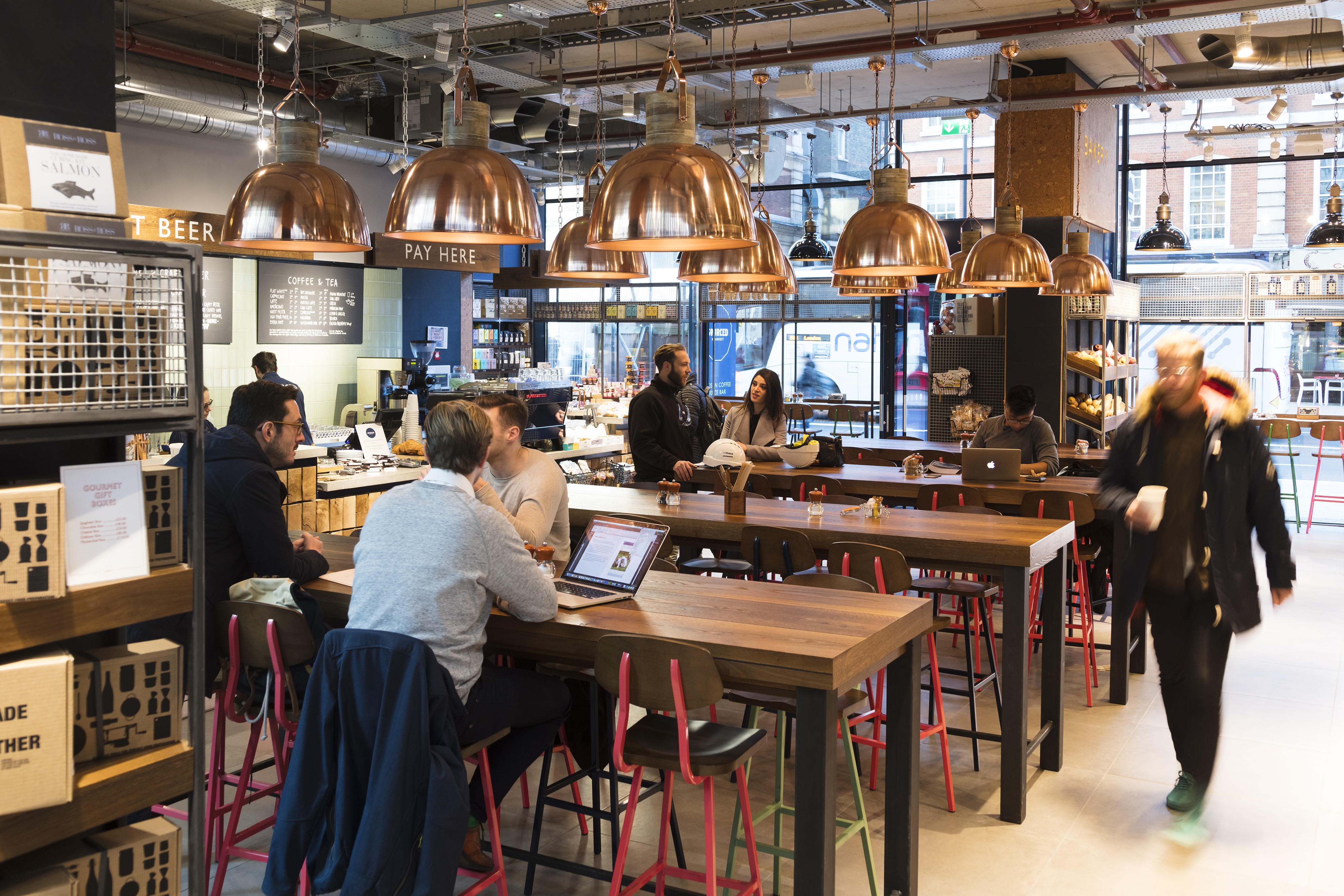 Vibrant workspace at Sourced Market Victoria, ideal for networking and meetings.