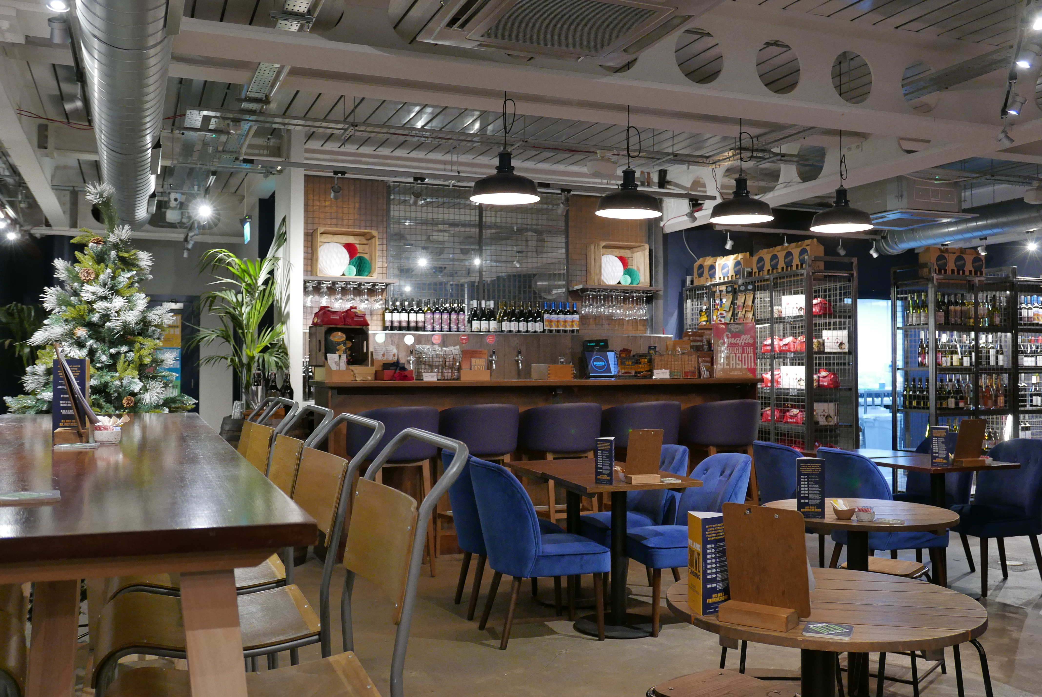 Modern venue in Sourced Market, Marylebone, ideal for casual meetings and events.
