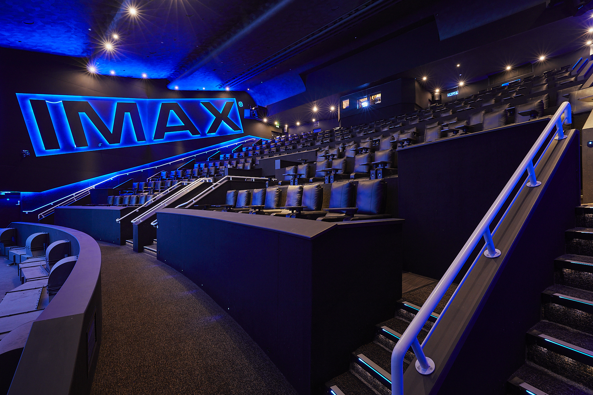 IMAX theater with tiered seating for film screenings and corporate events at ODEON Luxe.