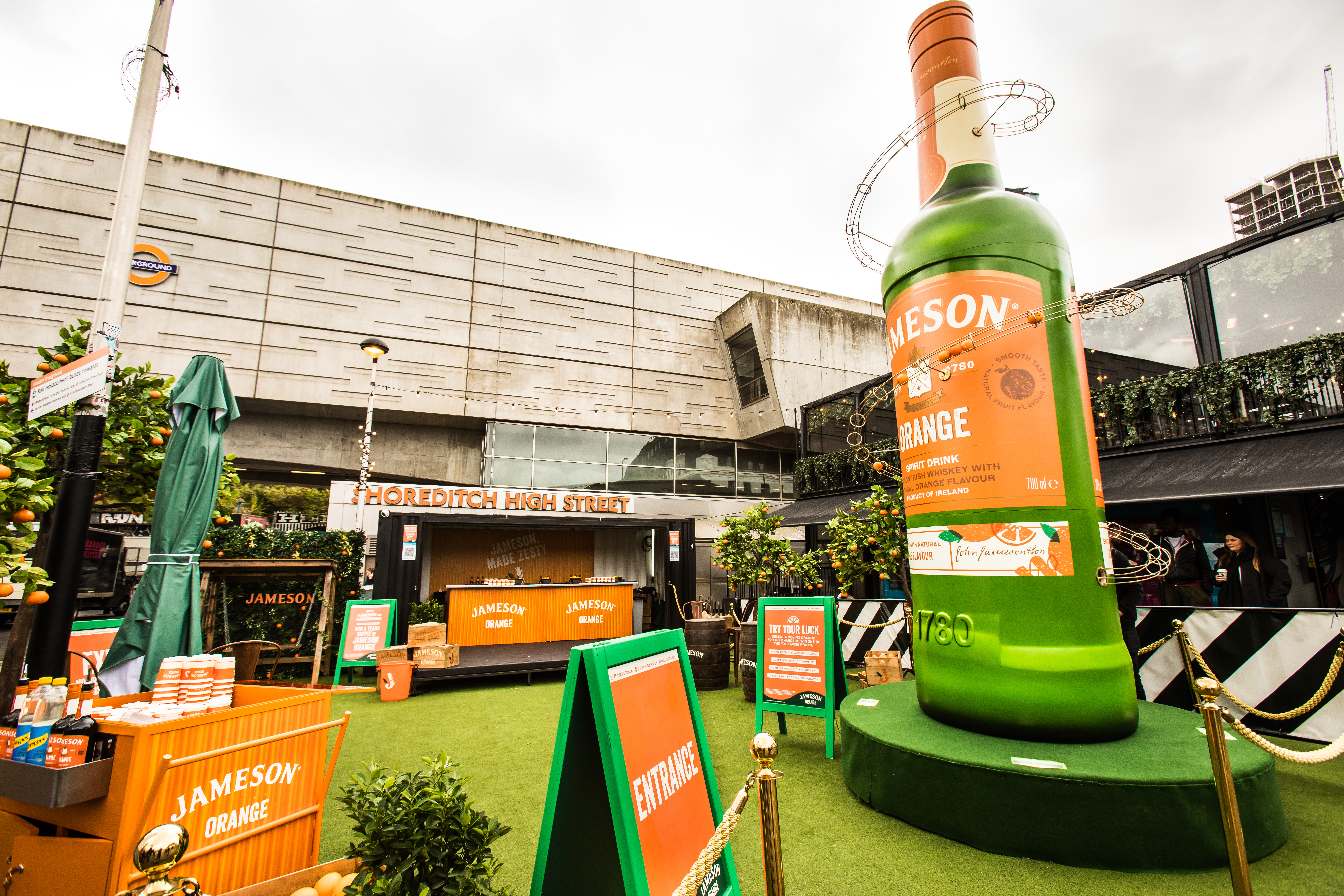 BeatBox outdoor event space with Jameson Orange display, perfect for brand activations.