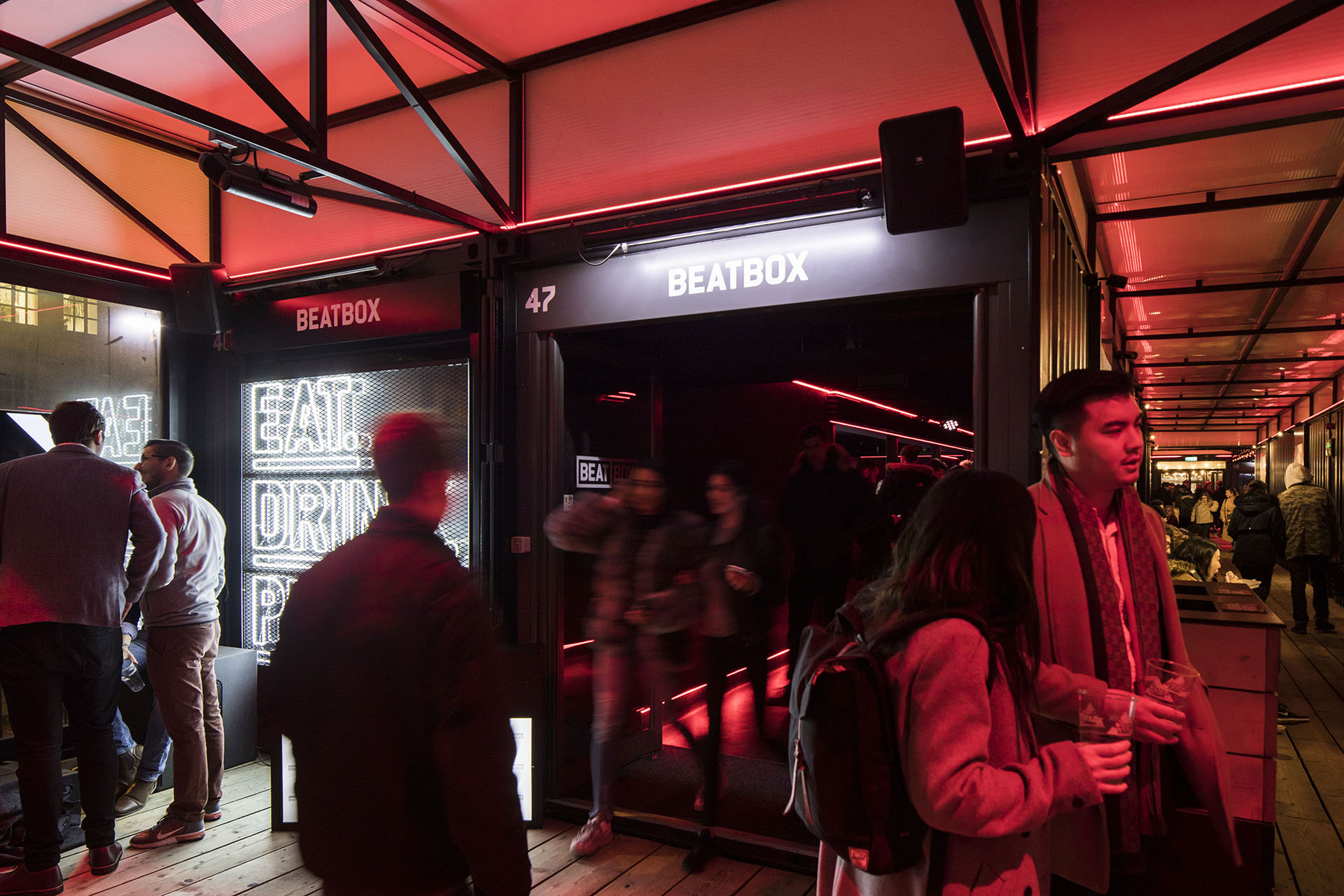 BeatBox venue in Shoreditch, vibrant urban space for social gatherings and events.