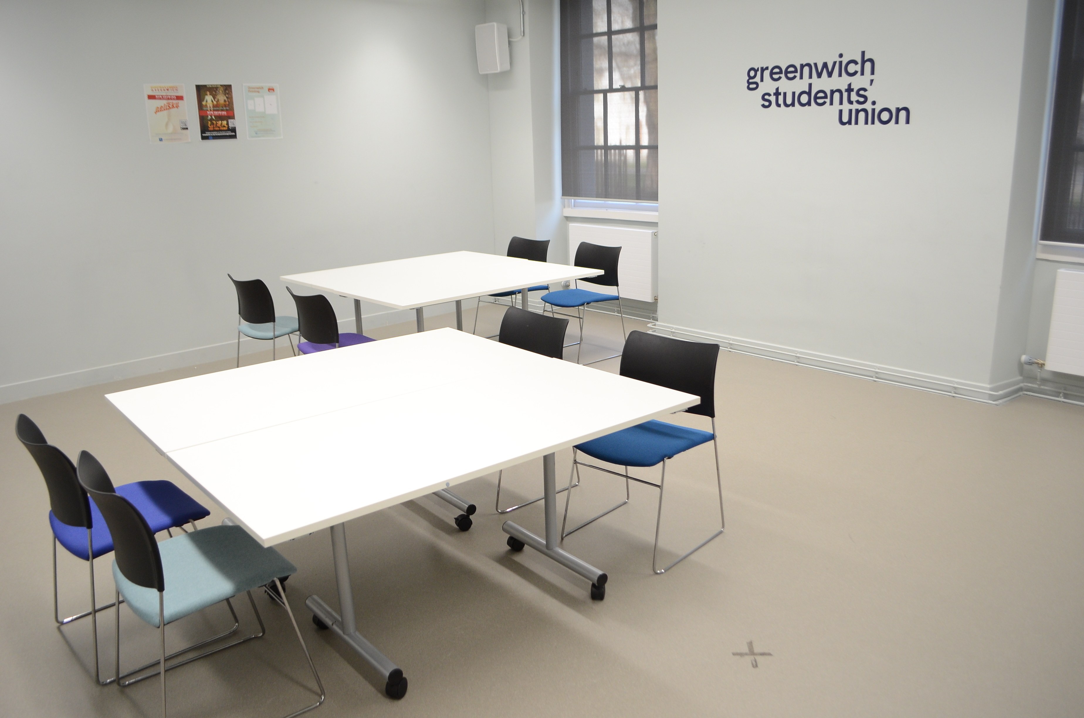 Large Meeting Room in Dreadnought with modular tables for workshops and community events.