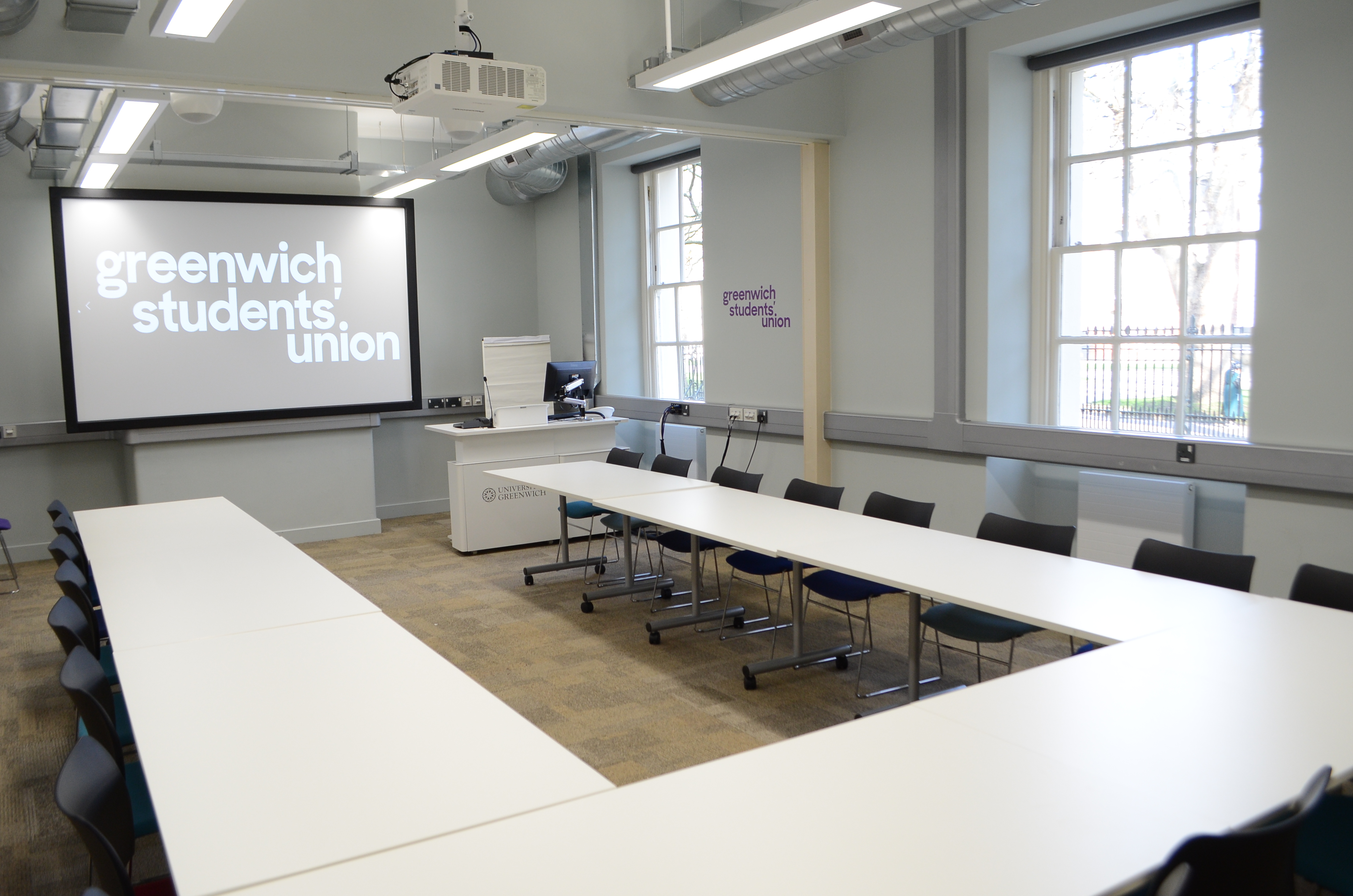 Modern Board Room in Dreadnought, U-shaped seating for educational workshops.