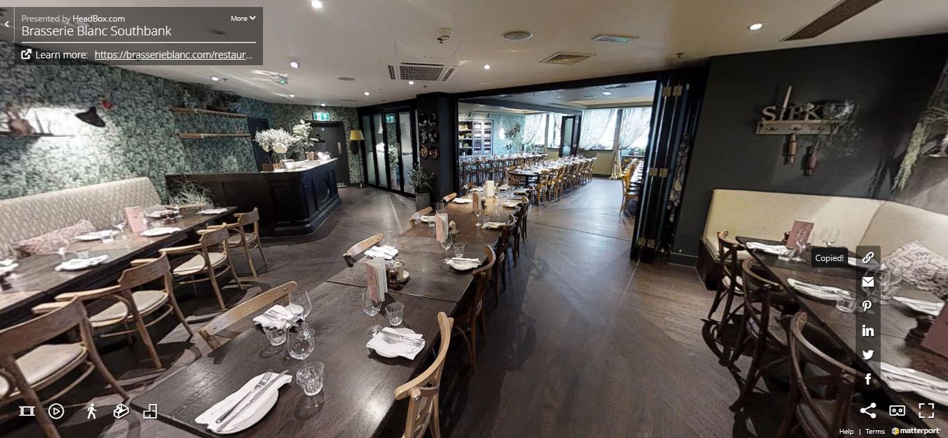 Deluxe private room at Brasserie Blanc Southbank, ideal for corporate events and celebrations.