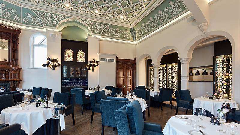 Elegant restaurant interior at The Galloping Major, perfect for upscale events and meetings.