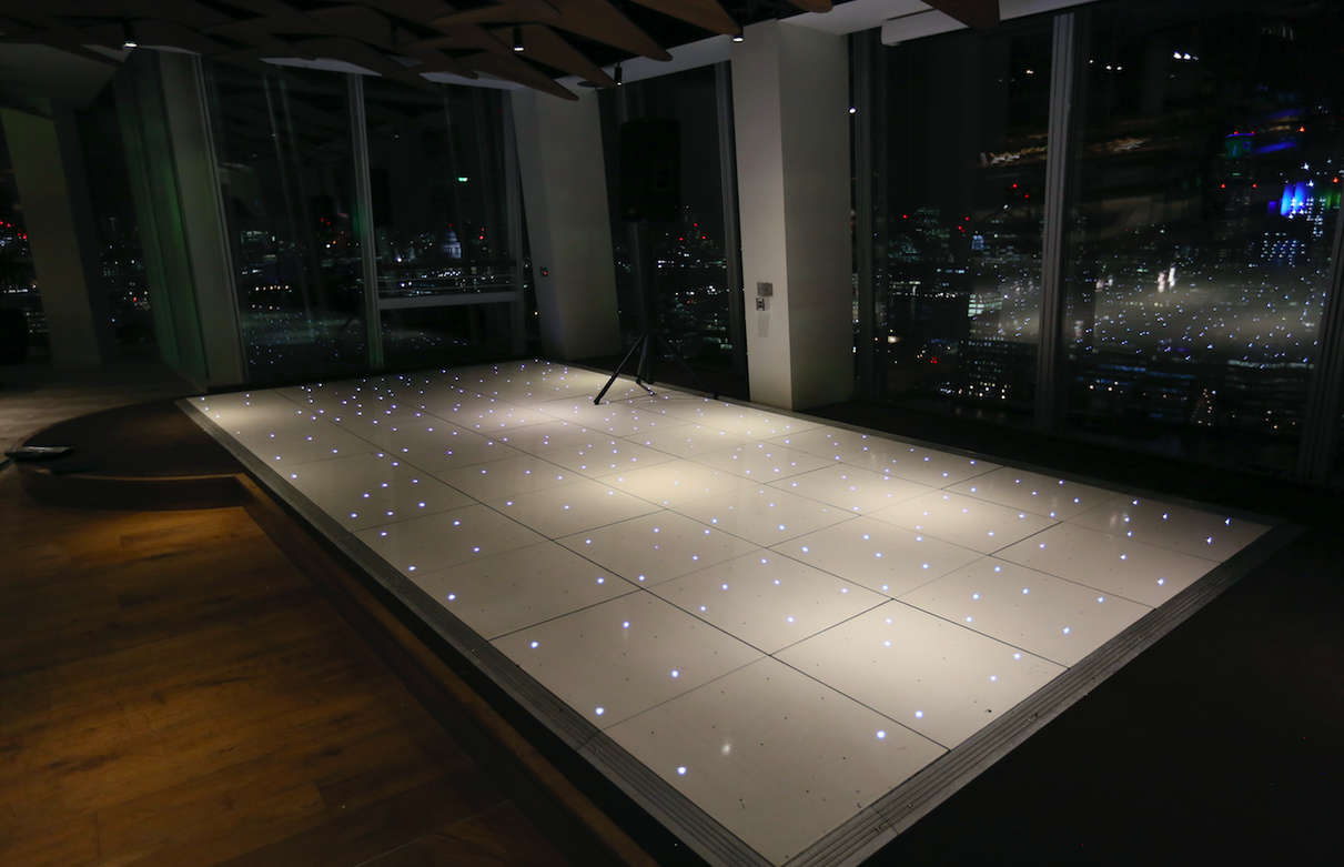 LED-lit dance floor at The Shard, perfect for a corporate evening reception or gala venue.