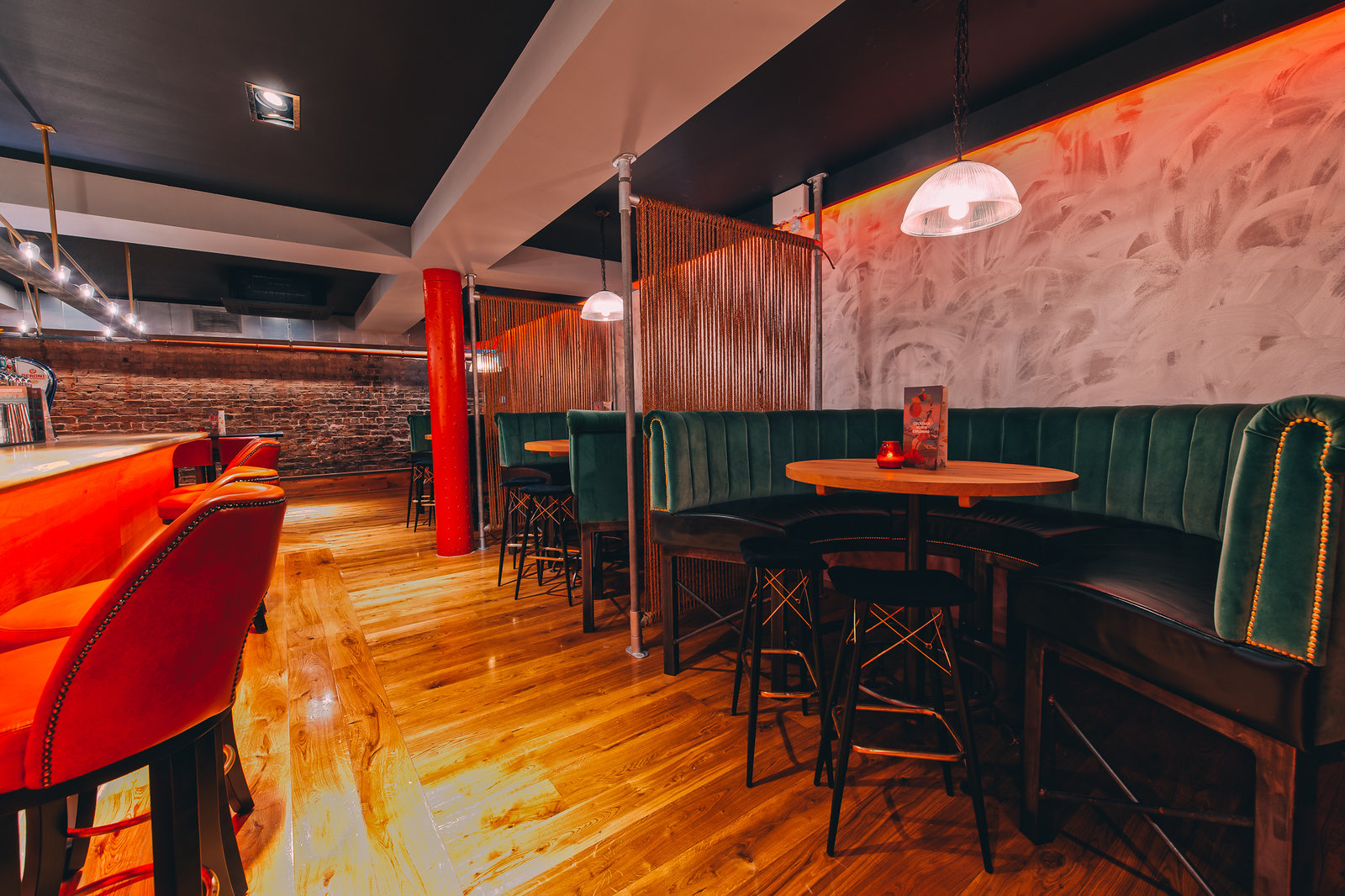 Stylish Skye Bar in Glasgow with cozy booths, ideal for networking events.