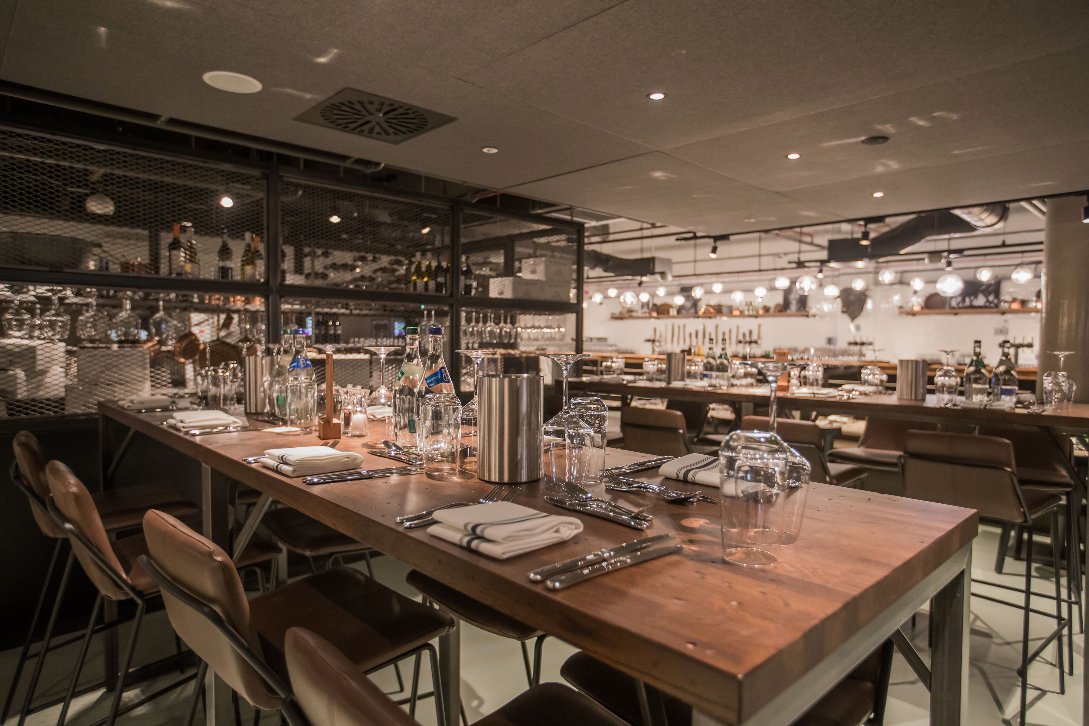 Modern dining space at Allianz Stadium, ideal for corporate events and networking dinners.