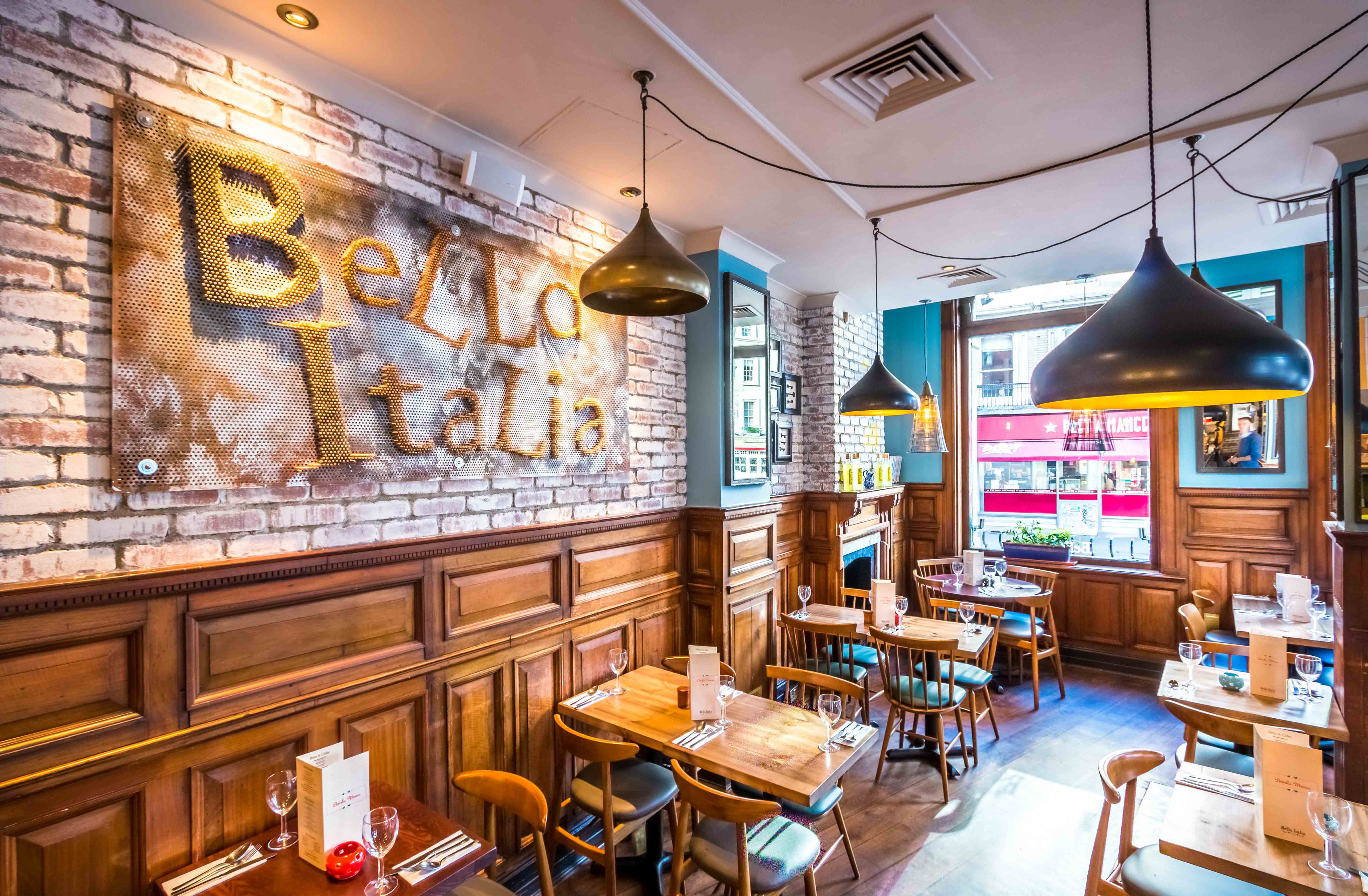 Charming Bella Italia venue with warm decor for intimate gatherings and corporate events.