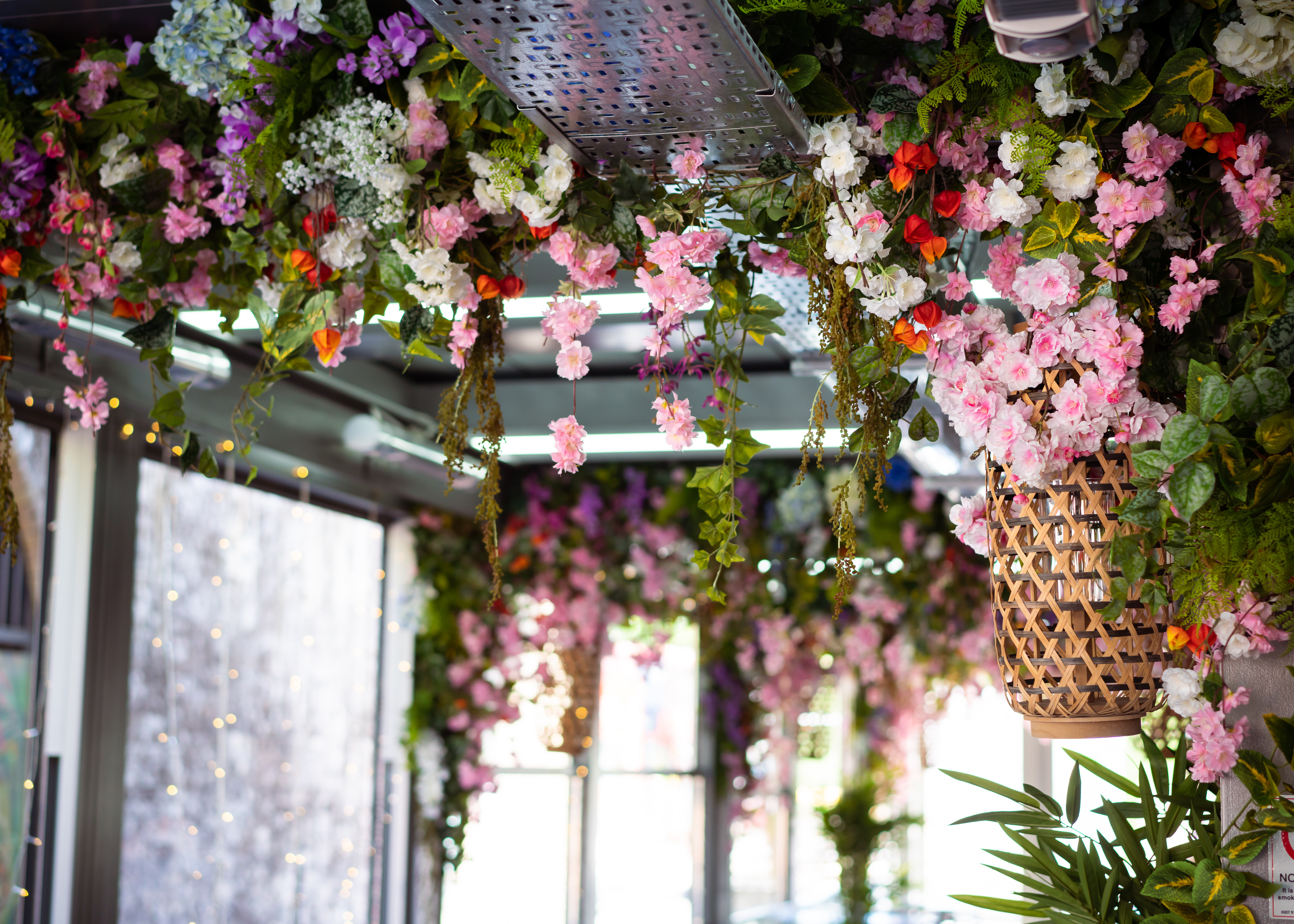 Cherry Blossom Private Terrace with floral decor, ideal for weddings and upscale events.