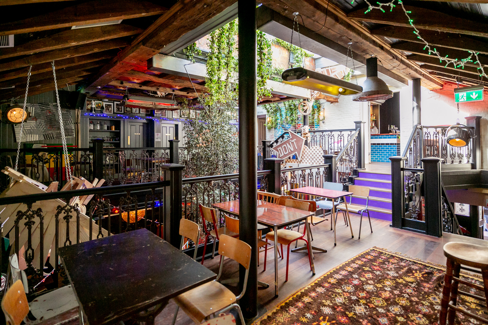 Private Mezzanine at Owl & Hitchhiker: eclectic venue for creative meetings and events.