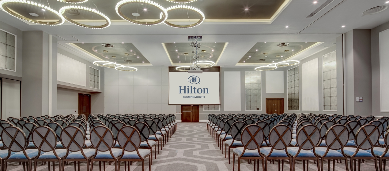 Conference room at Hilton Bournemouth, modern design for corporate events and presentations.