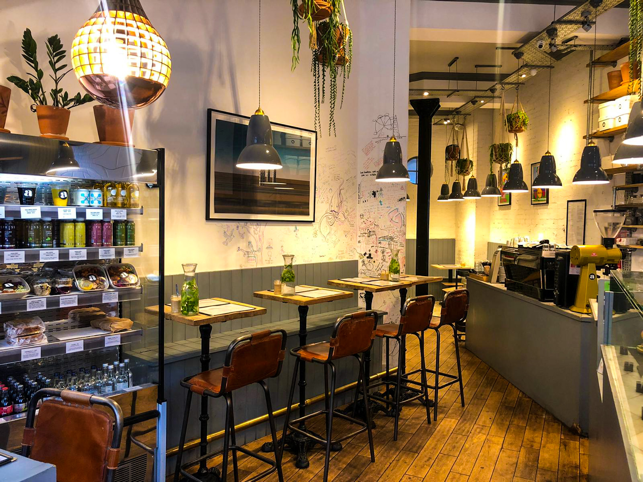 Modern café venue in Clerkenwell, perfect for networking and informal meetings.