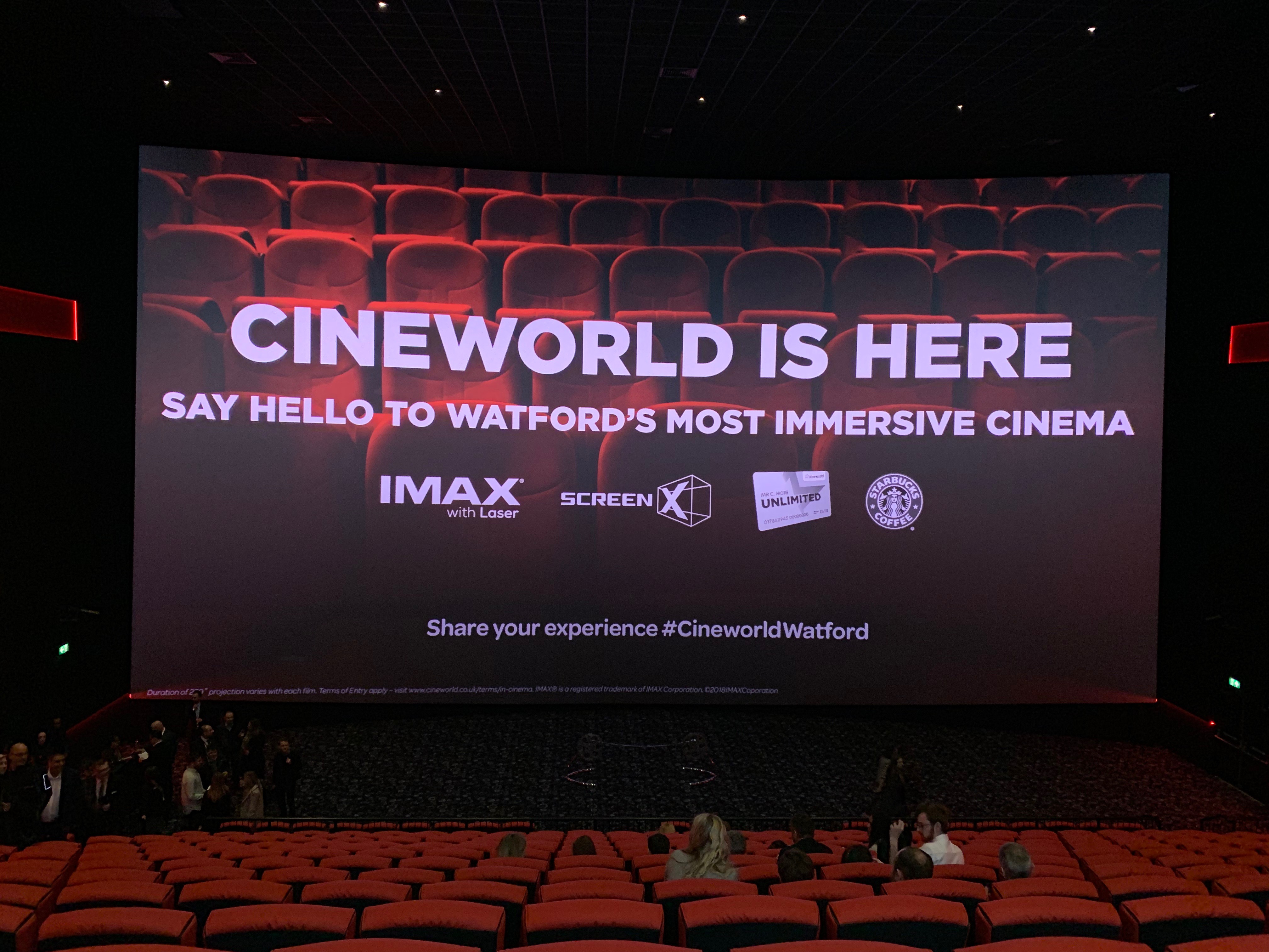 IMAX screen at Cineworld Watford, perfect for corporate events and film screenings.