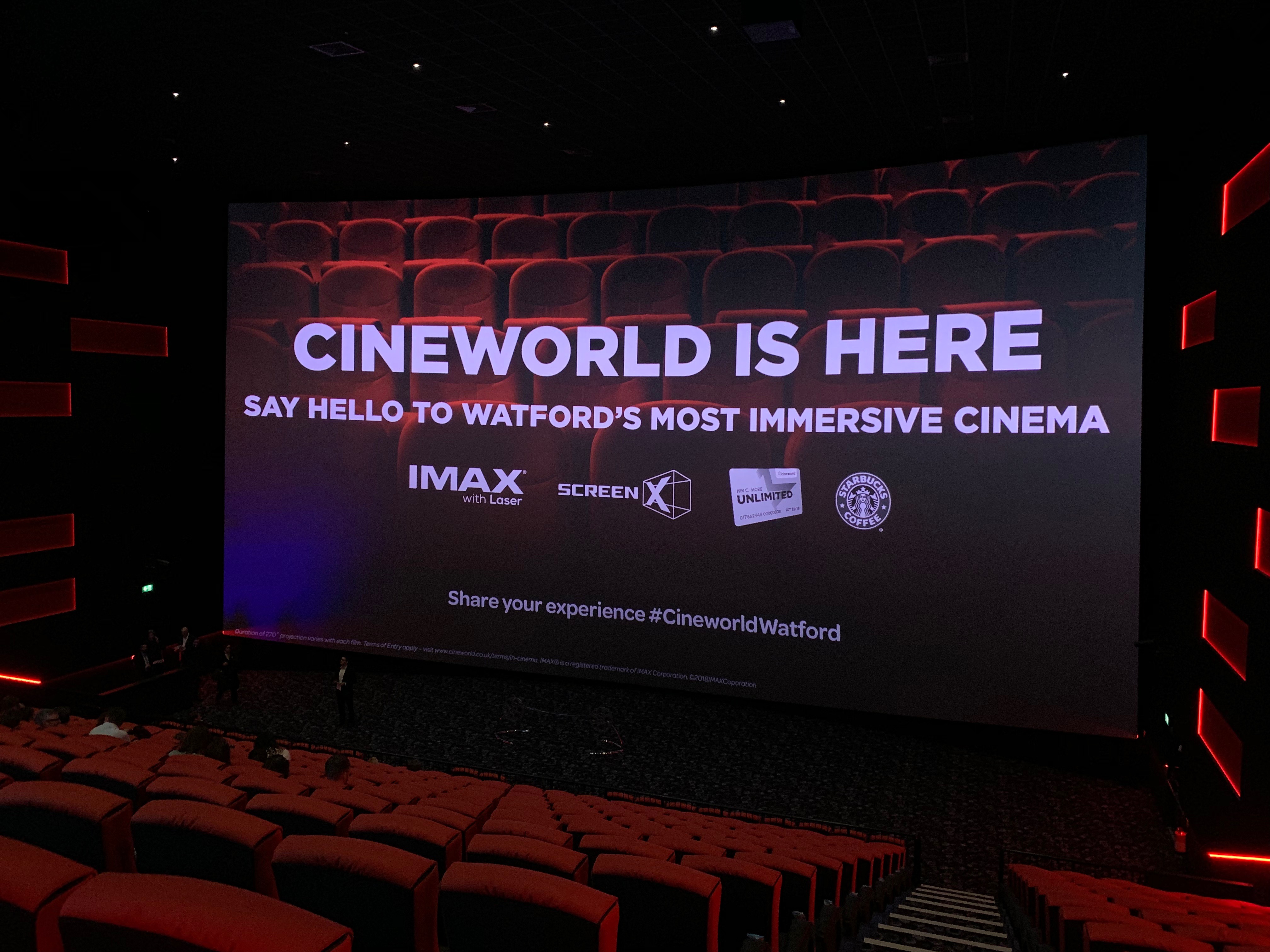 Cineworld Watford IMAX screen for corporate events and film screenings.