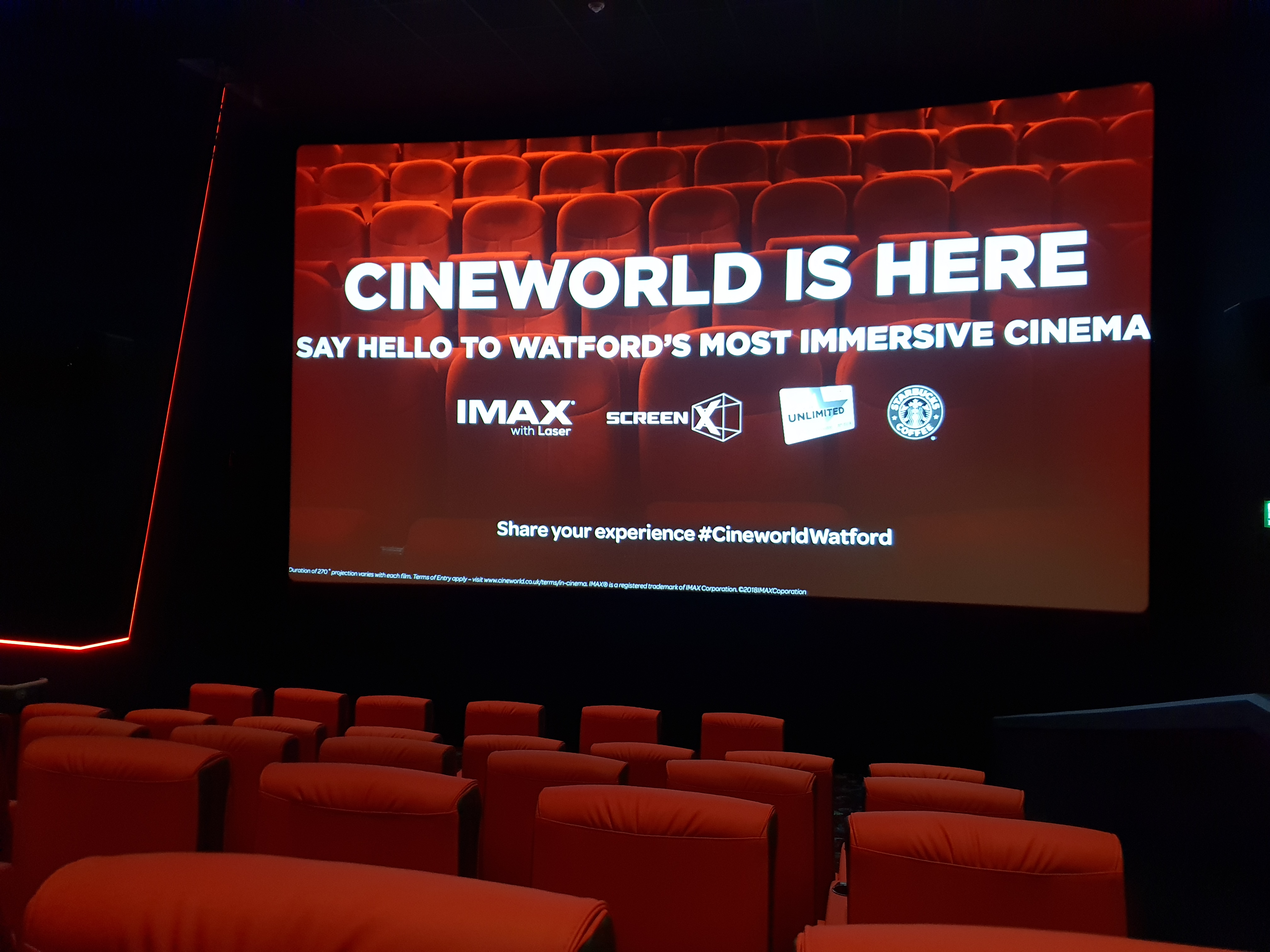 Cineworld Watford Screen 7 with plush seating for film screenings and corporate events.