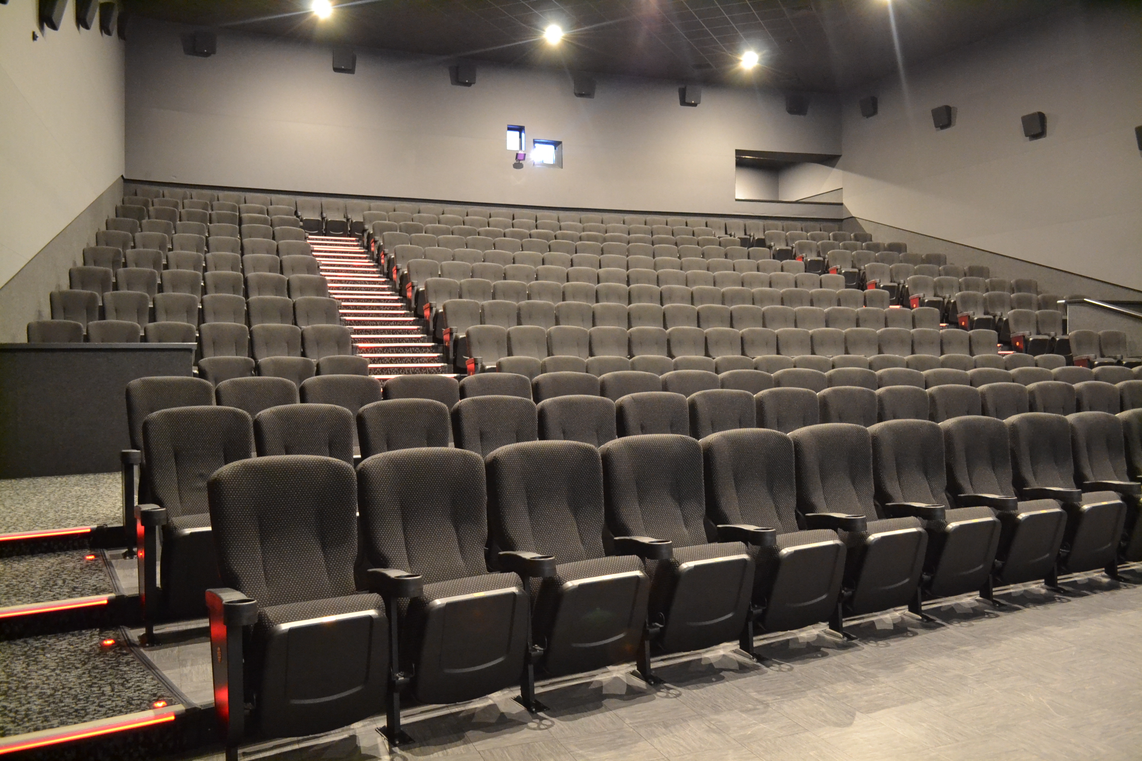 Modern Cineworld Wembley Screen 9 auditorium with tiered seating for corporate events.