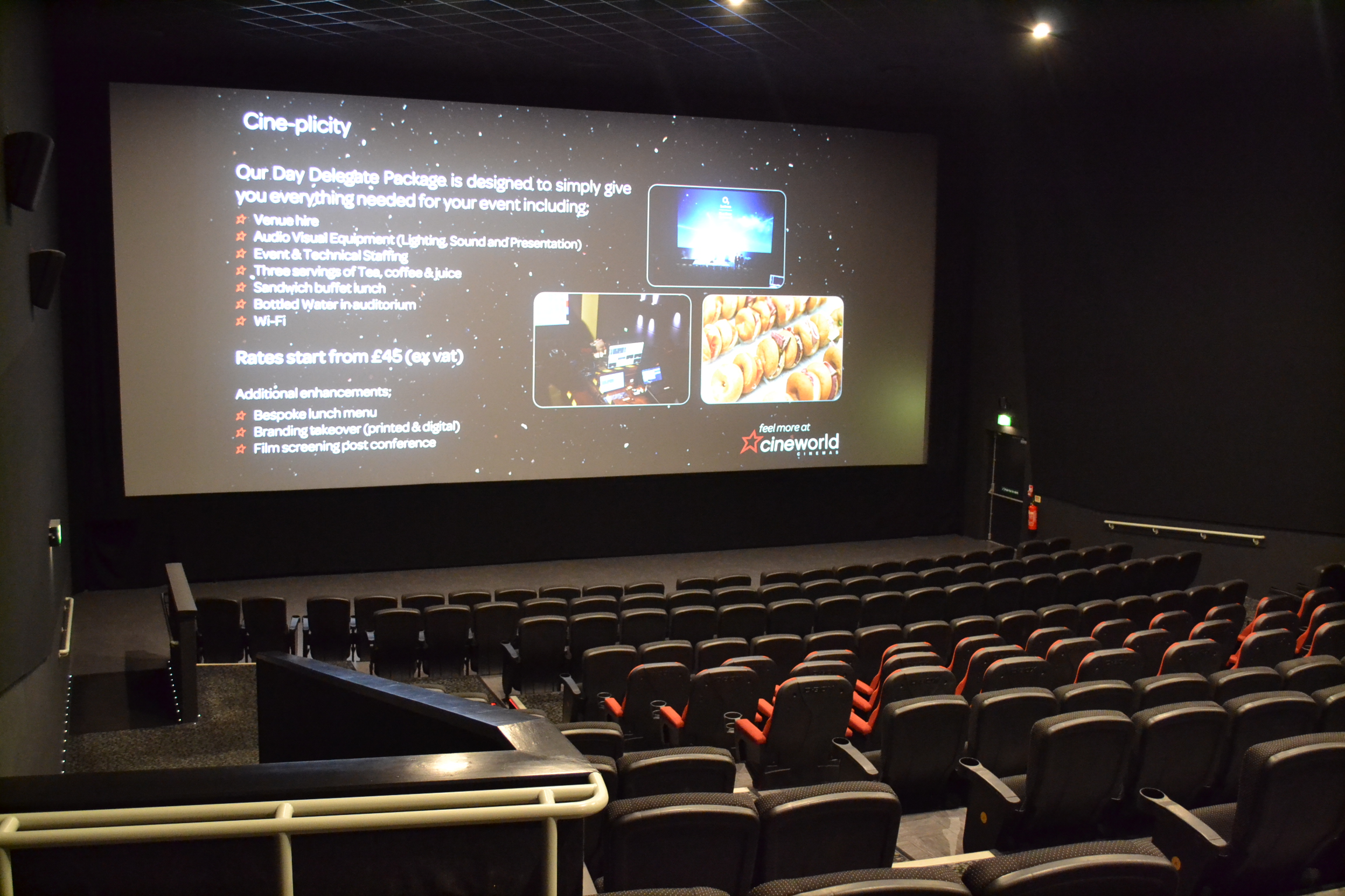 Modern Cineworld Wembley Screen 7, ideal for corporate events and film screenings.