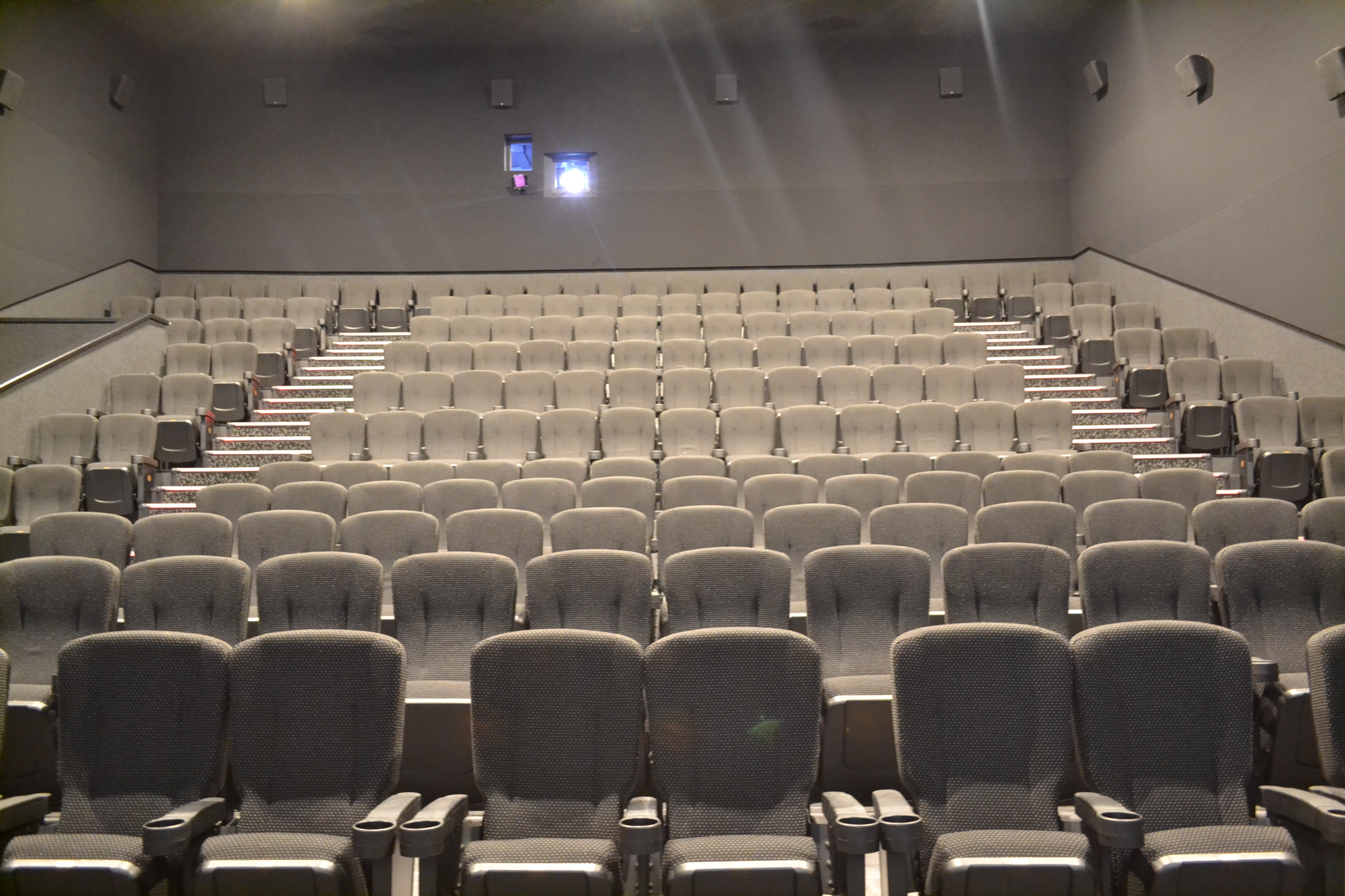 Cineworld Wembley Screen 5 auditorium with tiered seating for presentations and screenings.