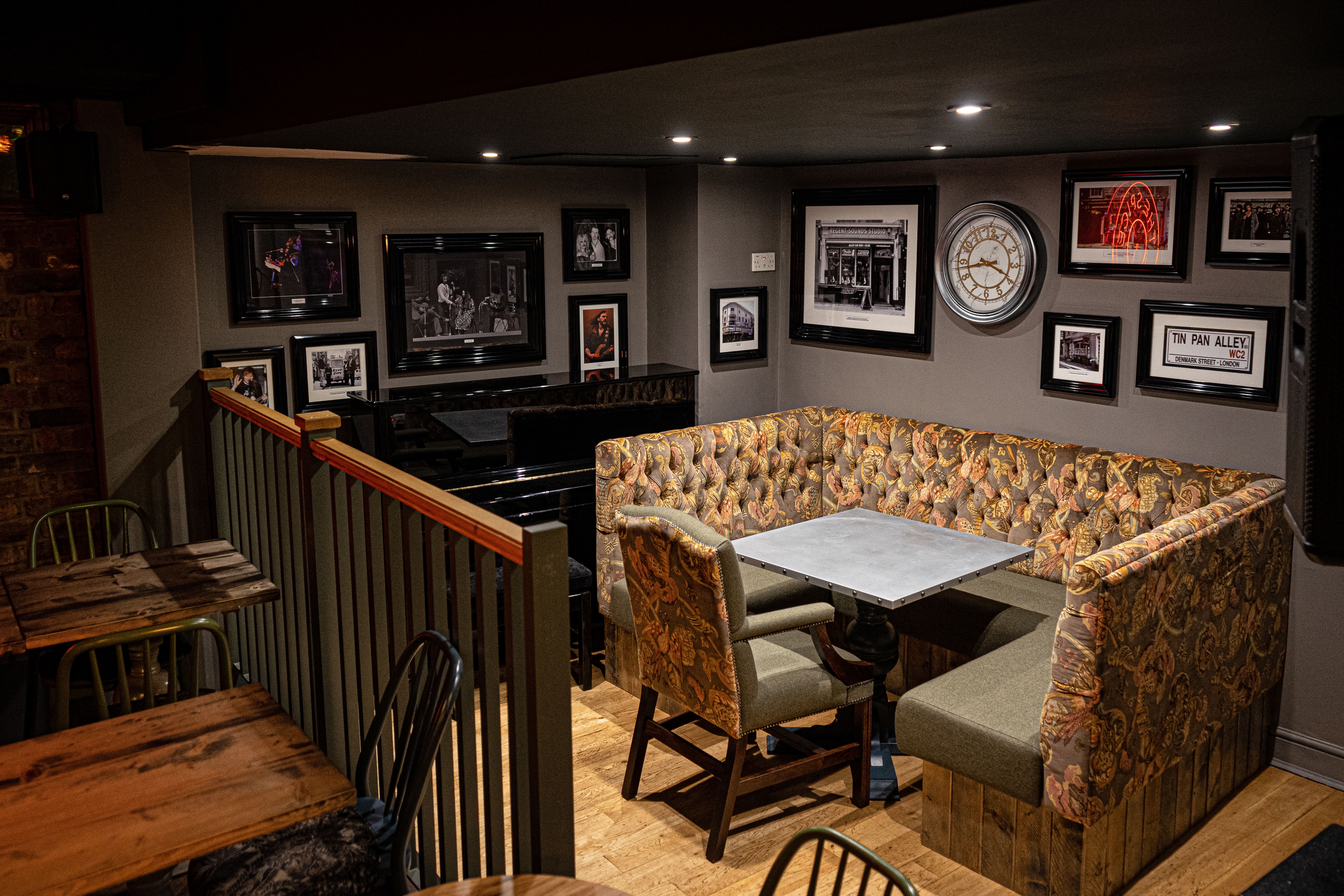 Cozy Backstage Basement meeting space with plush seating for intimate gatherings.