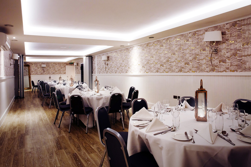 Elegant banquet room at The Vaults, Bristol for weddings and corporate events.