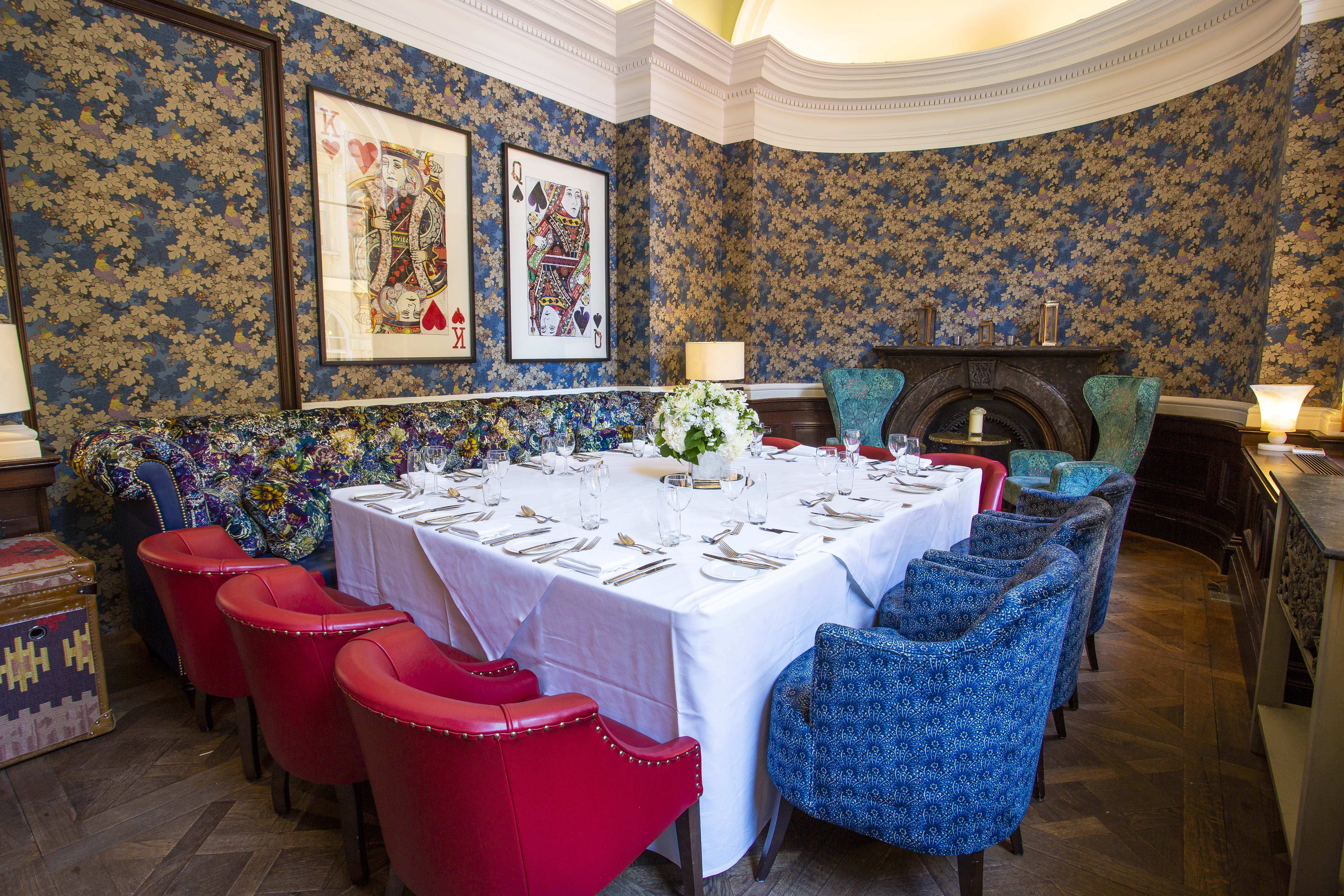 Elegant dining table in The Blue Room, Bristol Harbour Hotel for upscale events.