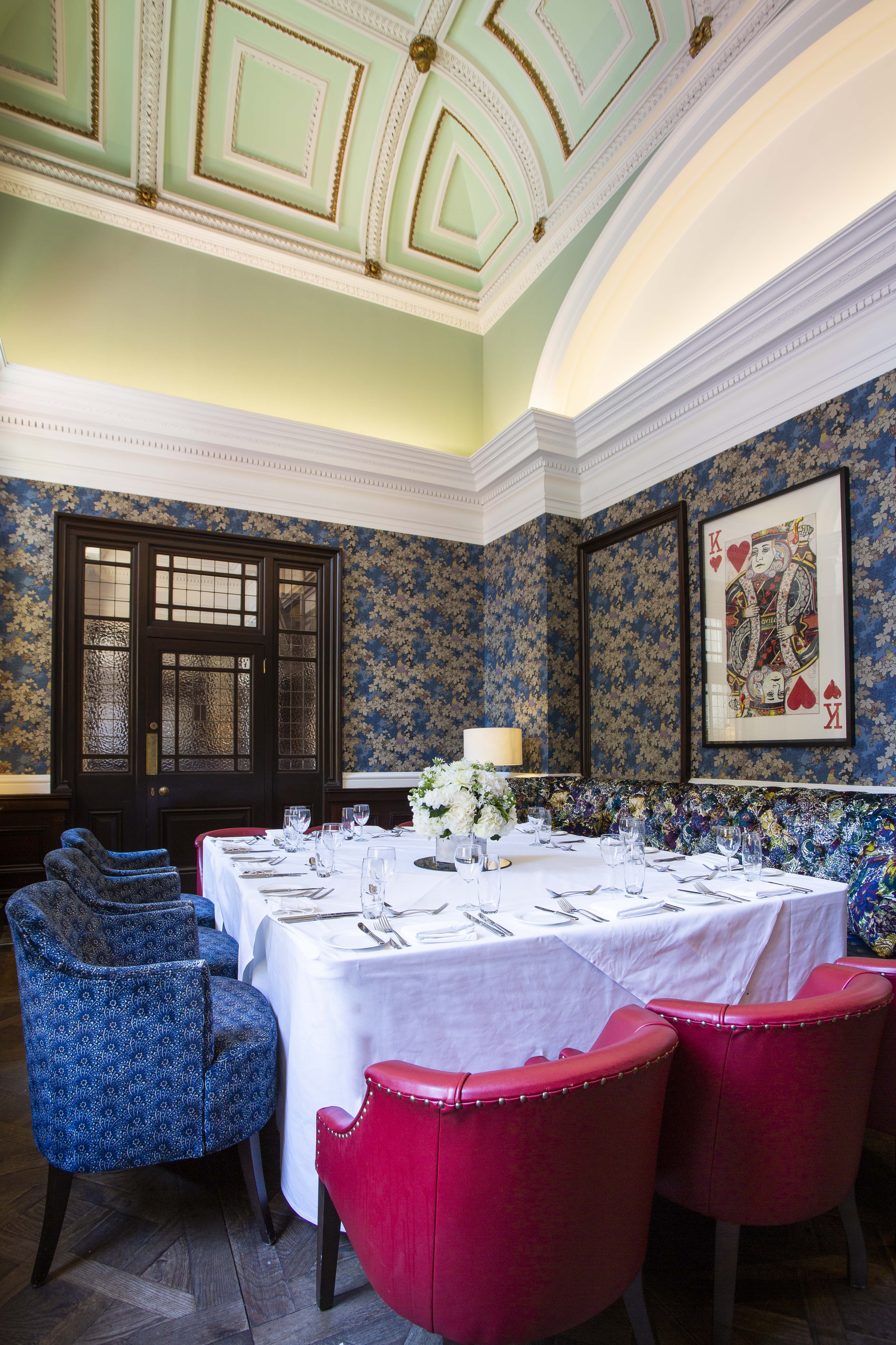 Elegant dining table in The Blue Room, Bristol Harbour Hotel for private events.