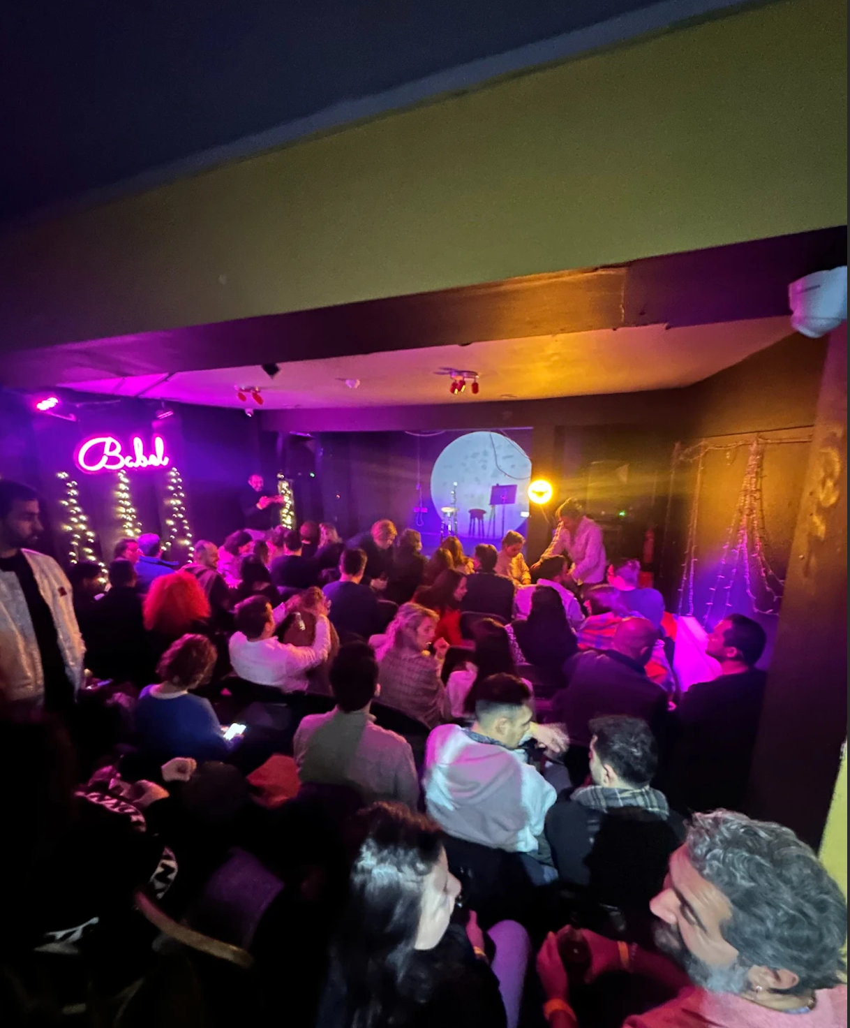 Vibrant event space at Babel Art House, ideal for performances and networking.